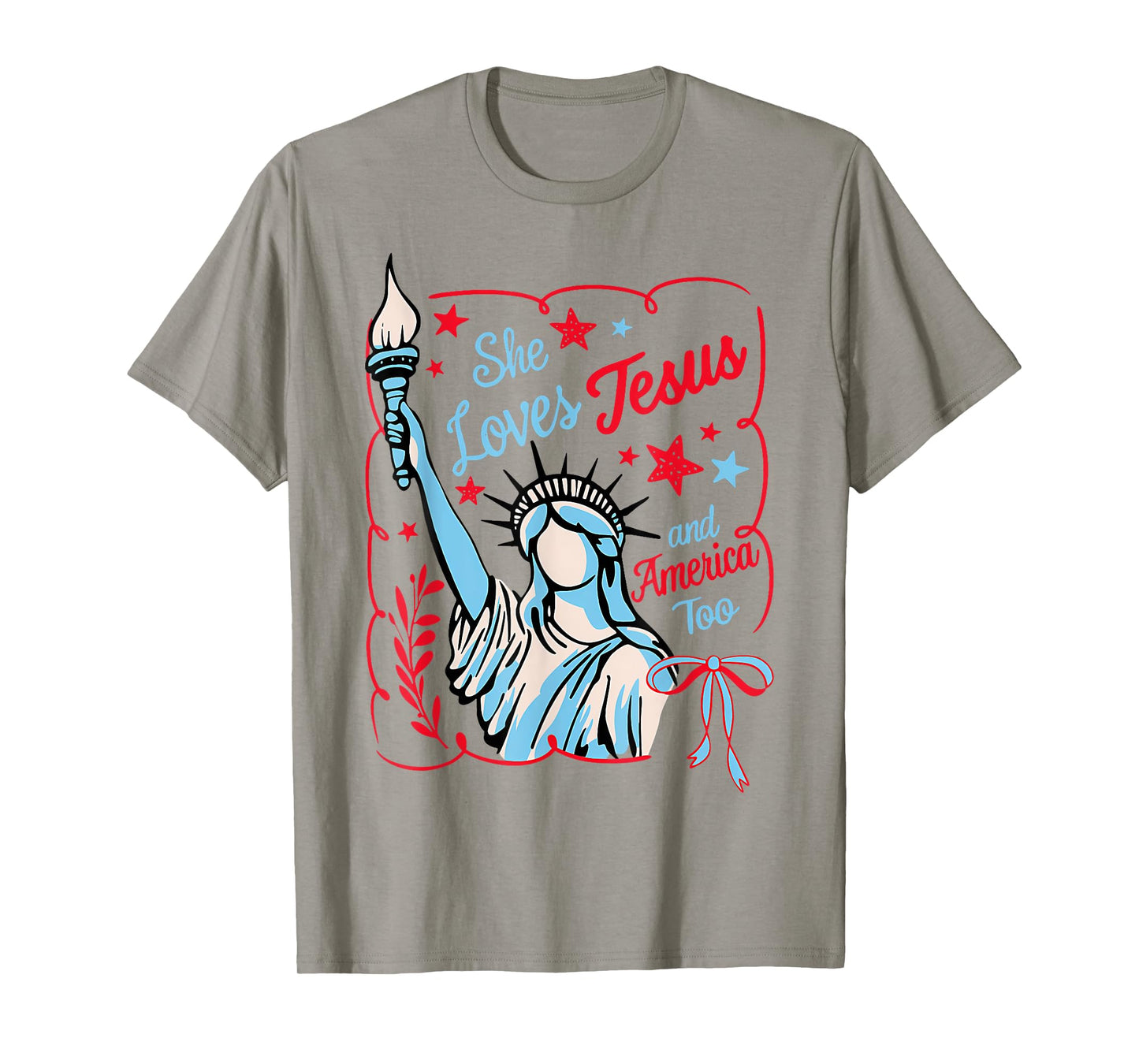 She Loves Jesus And America Too 4th Of July Women T-Shirt