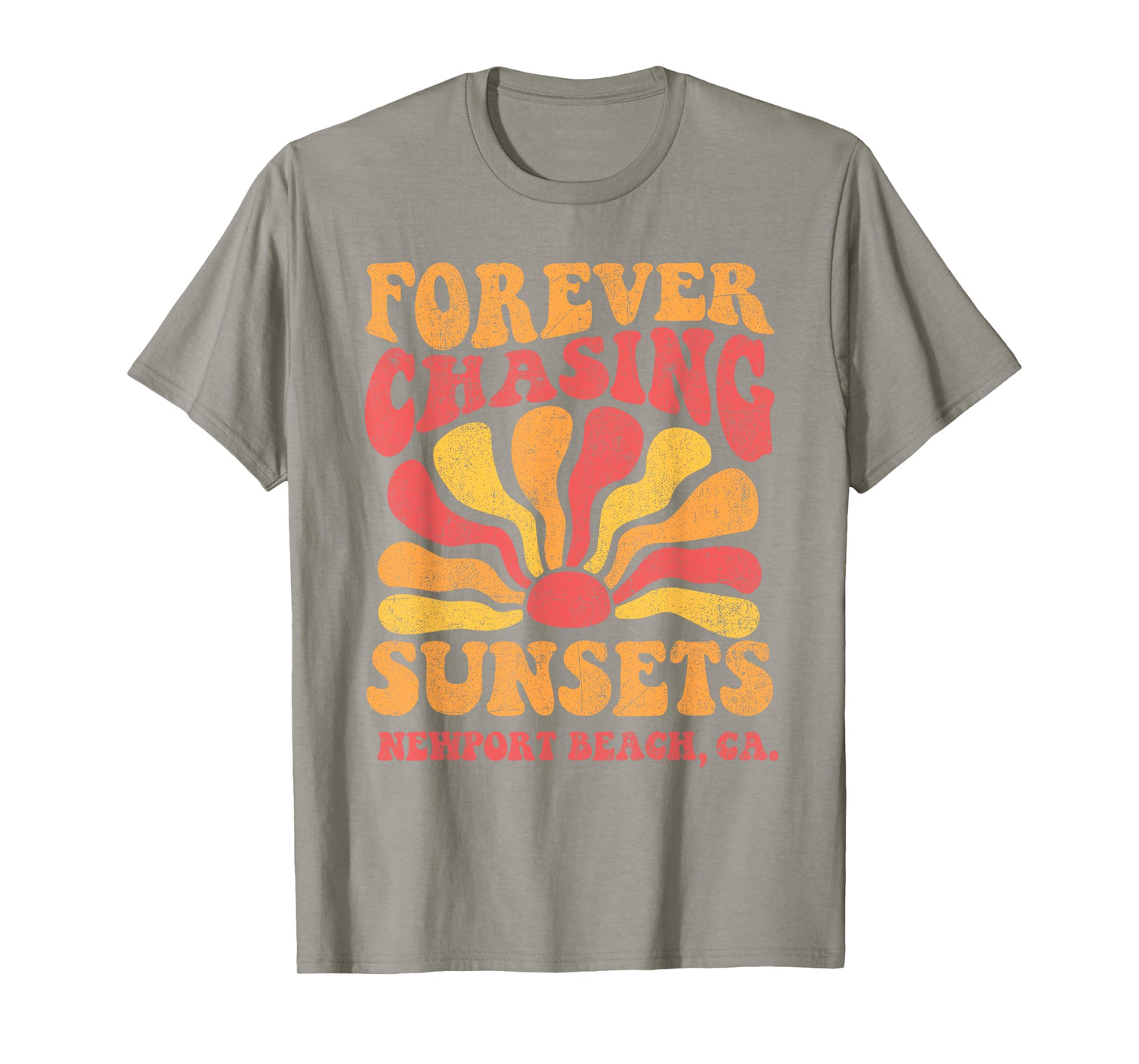 Forever Chasing Sunsets Newport Beach California 70s Retro T-Shirt