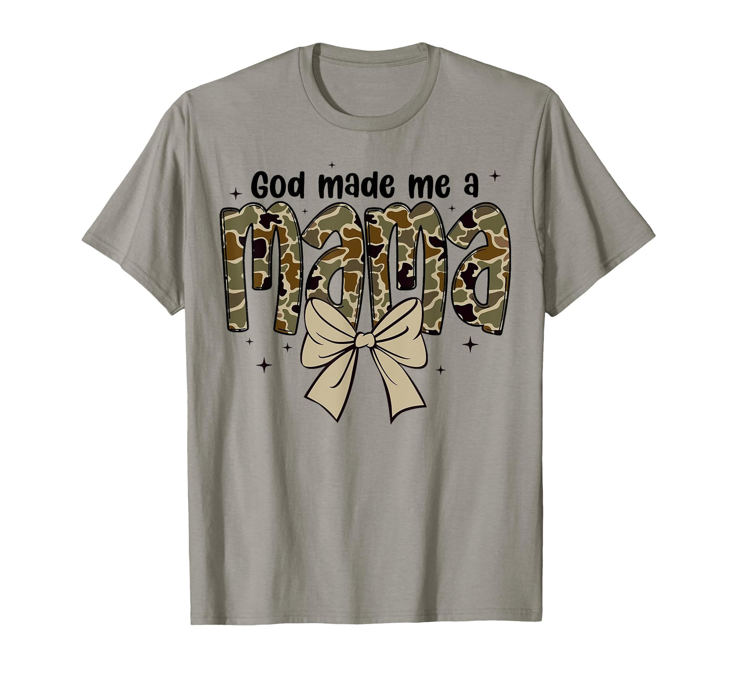 God made me a mama Mother Coquette Duck Camo Bow Retro T-Shirt