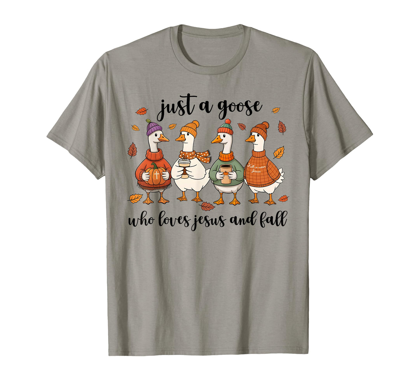 Funny Goose Who Loves Jesus and Fall Christian Autumn T-Shirt