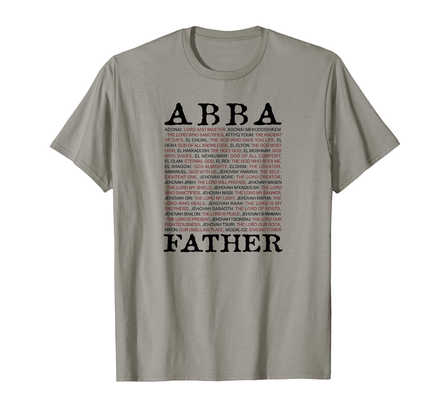 Abba; Father And Other Names of God From The Christian Bible T-Shirt