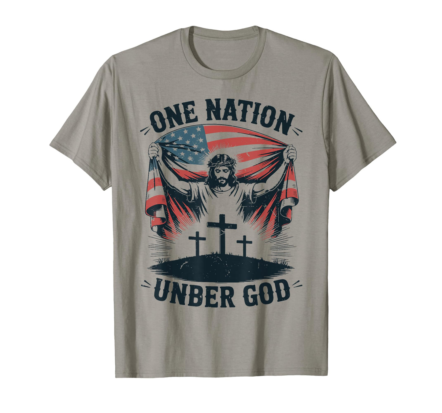 One Nation Under God Jesus Flag 4th July Christian Patriotic T-Shirt