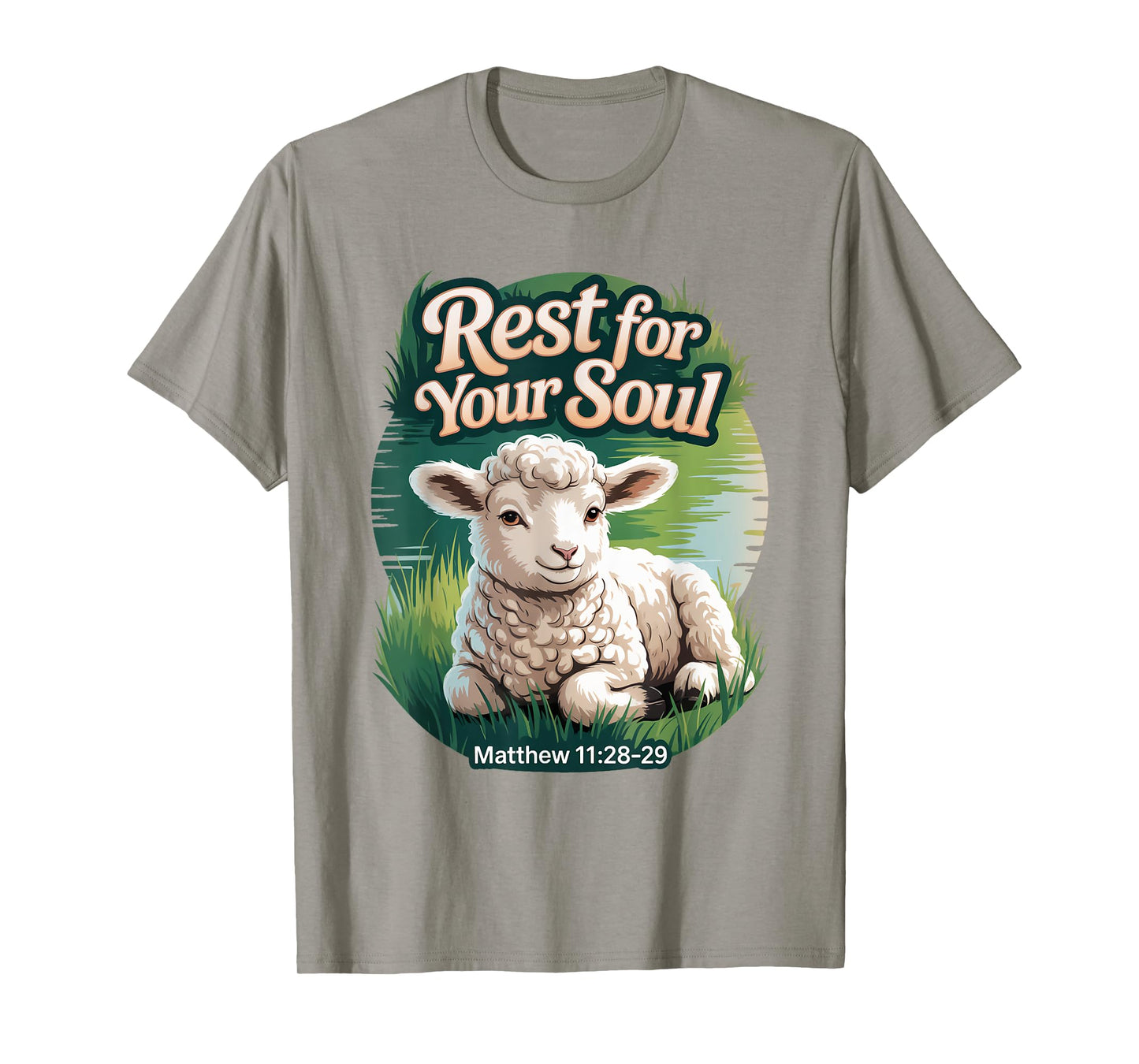 Rest for Your Soul/Matthew 11 / Peaceful Lamb by Water T-Shirt