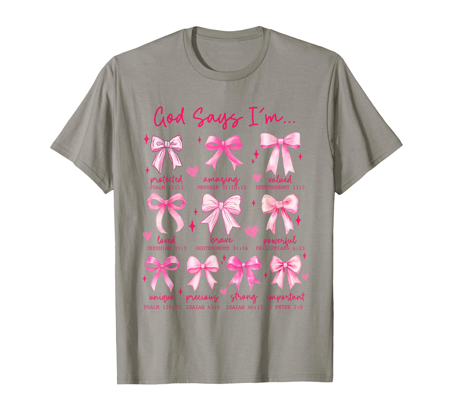 God Says I Am Cute Pink Coquette Bow Christian Girl Women T-Shirt