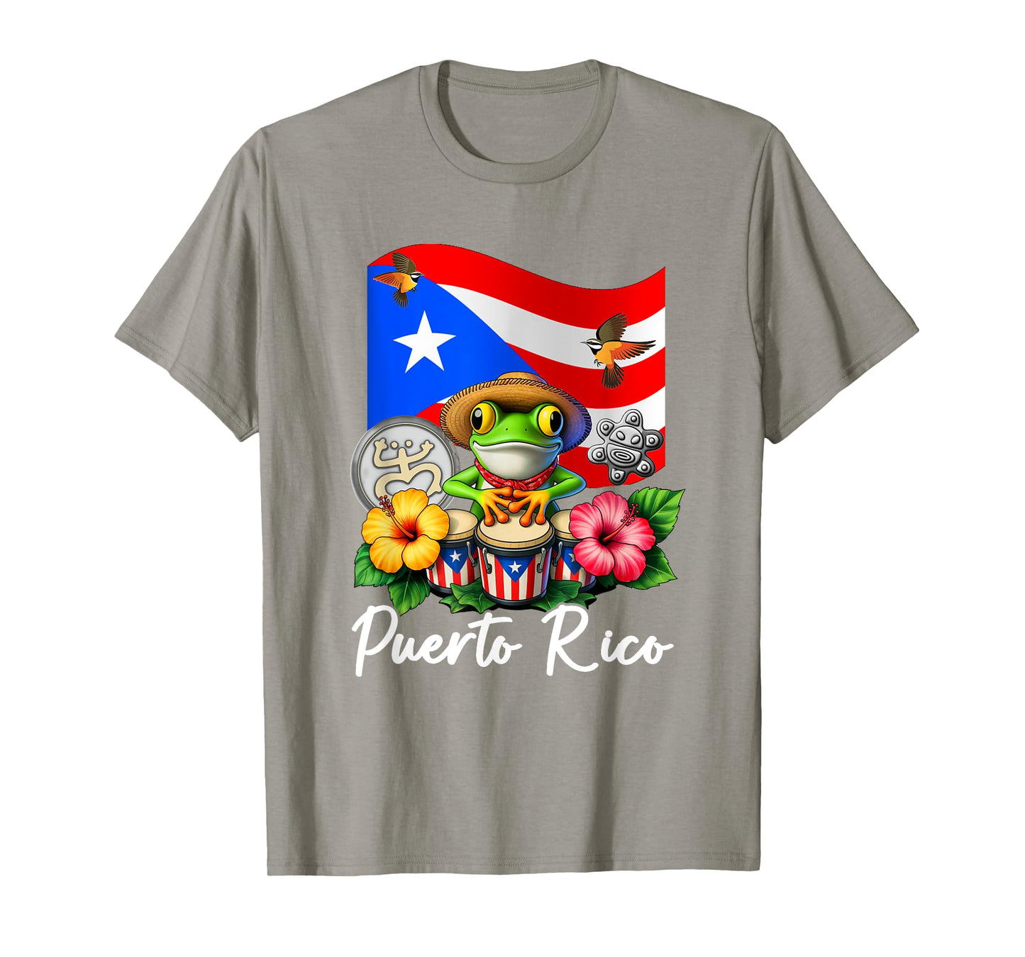 Funny Boricua Coqui Frog Taino Puerto Rico Puerto Rican Flag T-Shirt