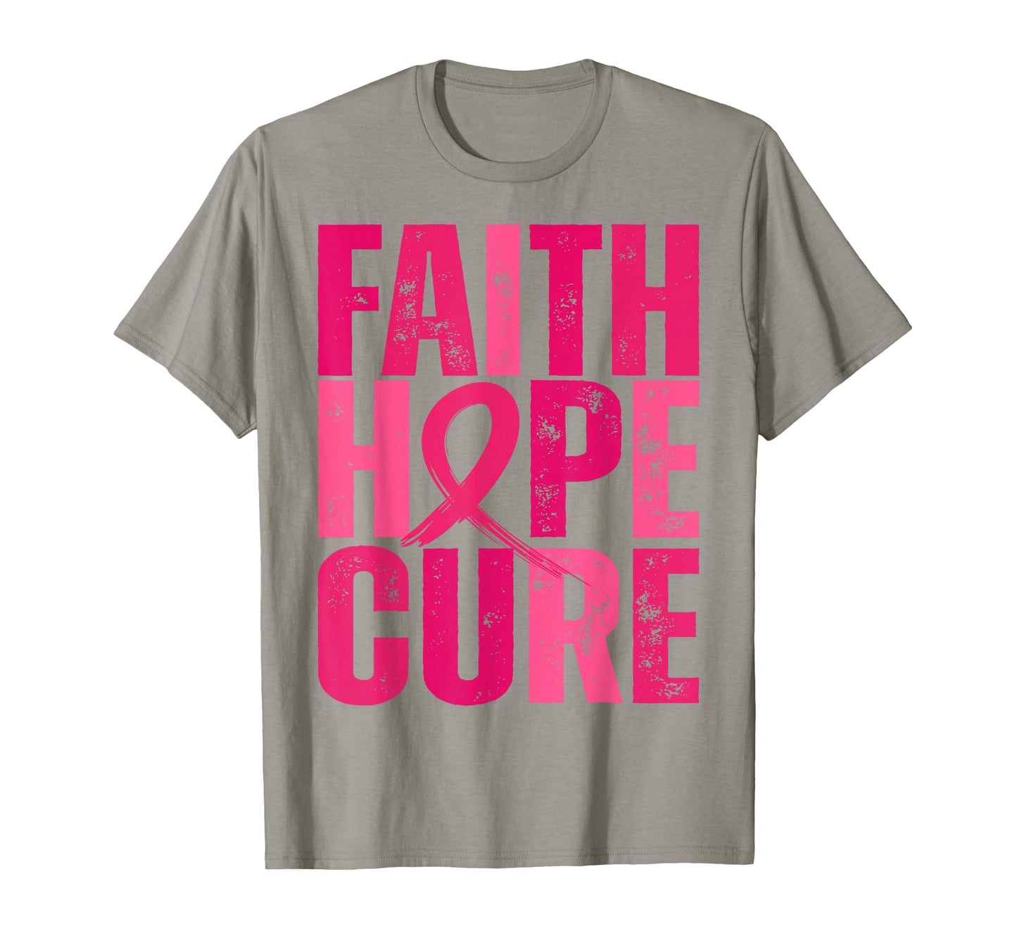 Retro Faith Hope Cure Pink Ribbon Breast Cancer Awareness T-Shirt