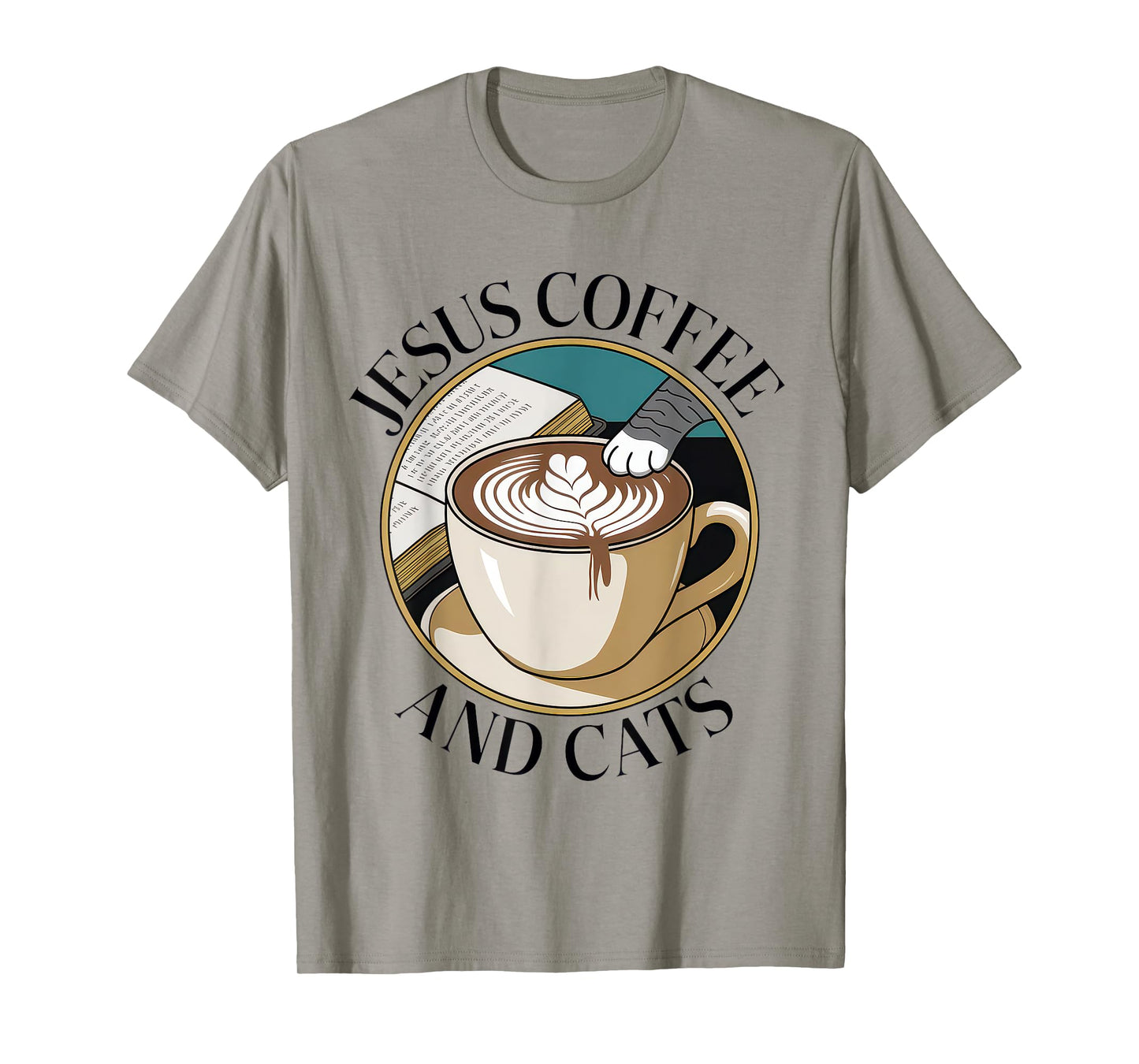 Jesus Coffee Cats Funny Cute Design Jesus Lovers Christian T-Shirt