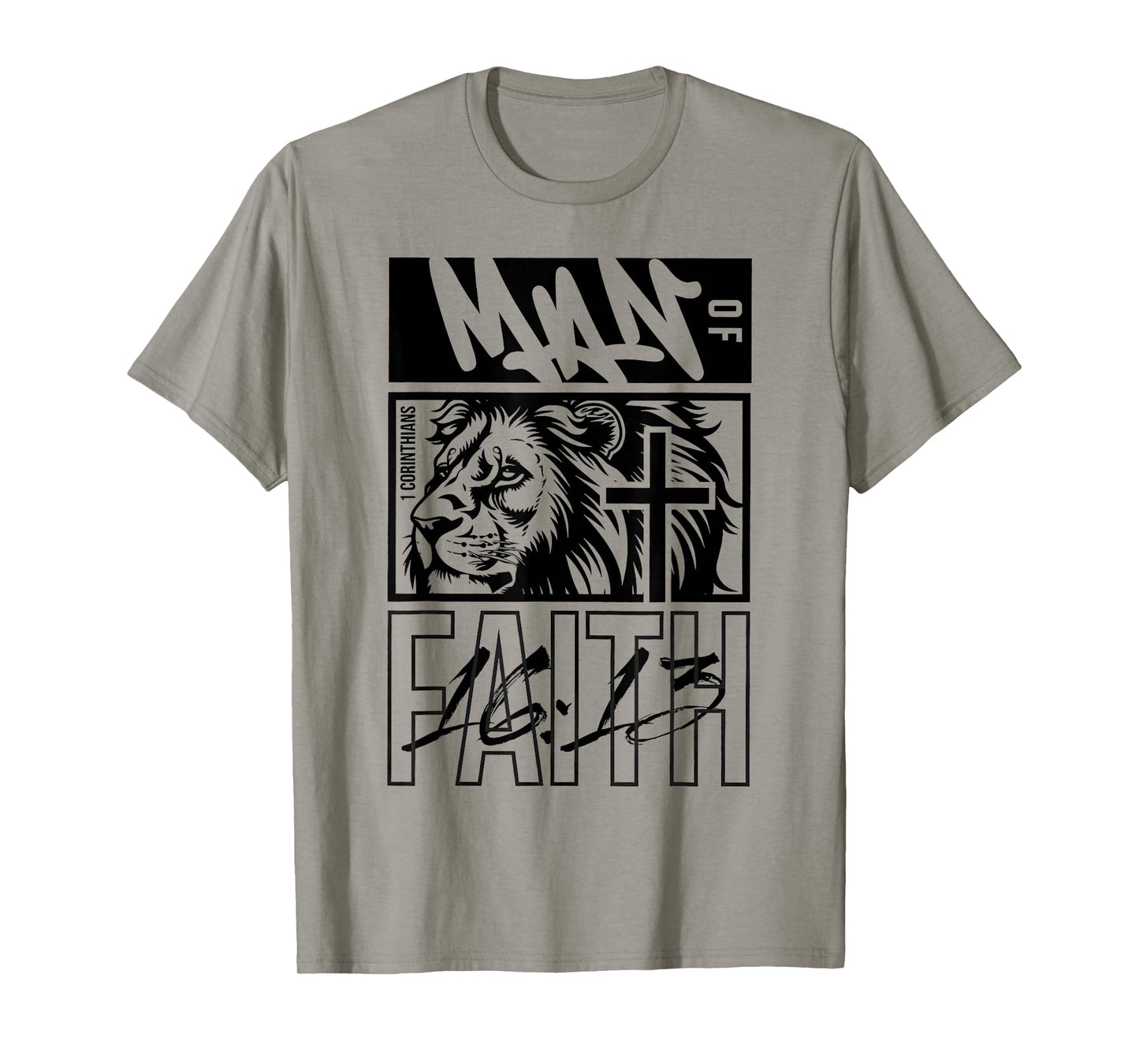 Christian Jesus Faith Lion Men Religious Cross Bible Verse T-Shirt