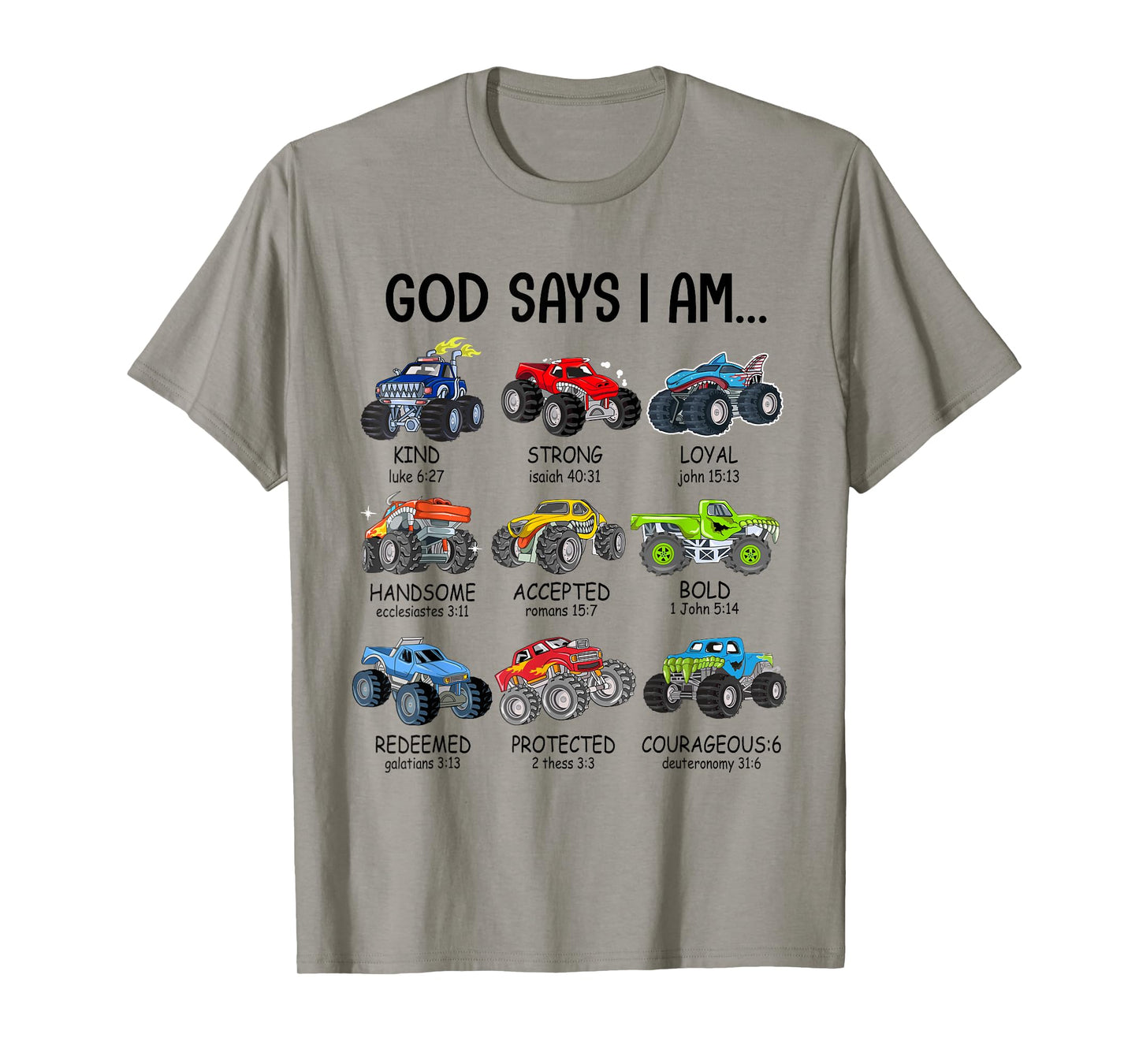 God Says I Am Funny Monster Truck Christian Bible Kids Boys T-Shirt