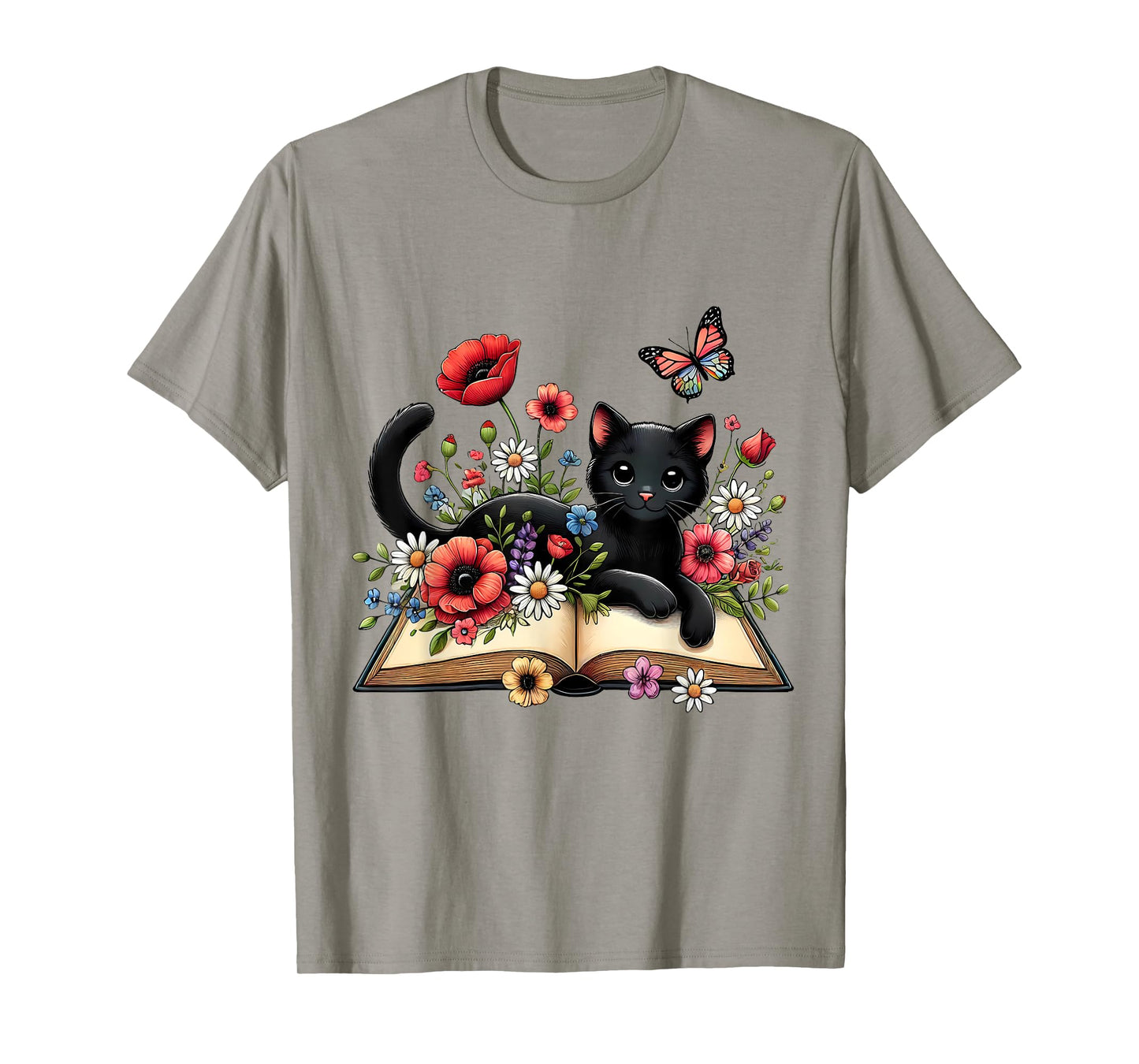 Cat Reading Book Cute Cat And Book Lover For Women Girls Kid T-Shirt