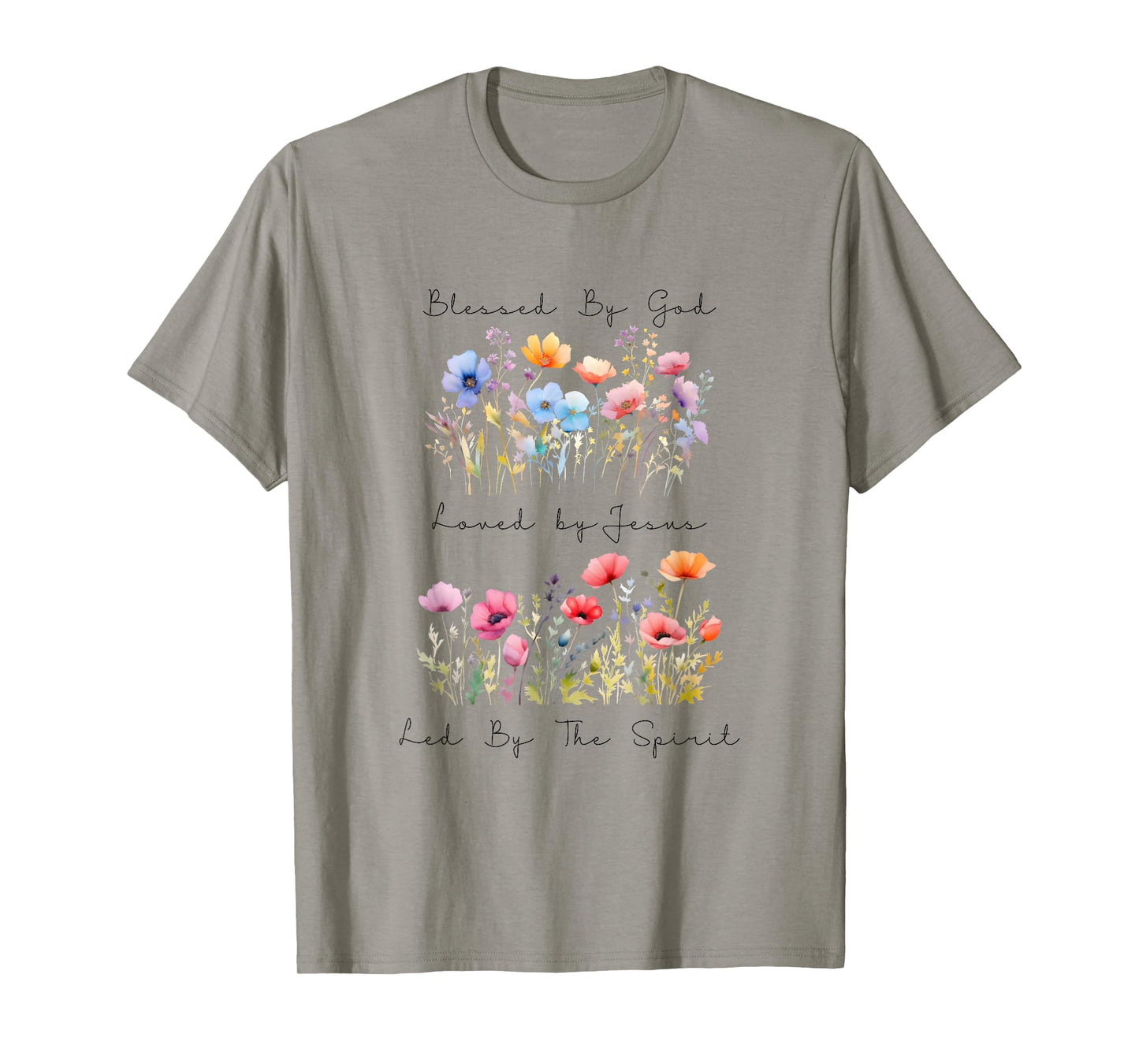 Blessed by God Loved by Jesus Wild Flower Faith Christian T-Shirt
