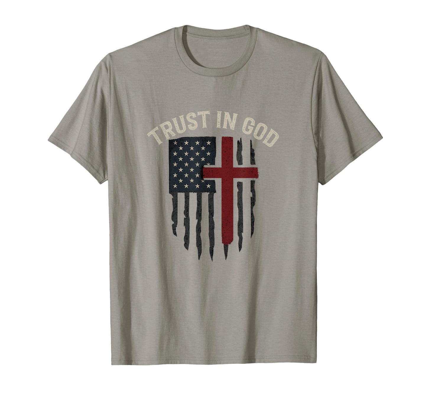 Trust in God American Flag | Cross Patriotic Christian Hip T-Shirt