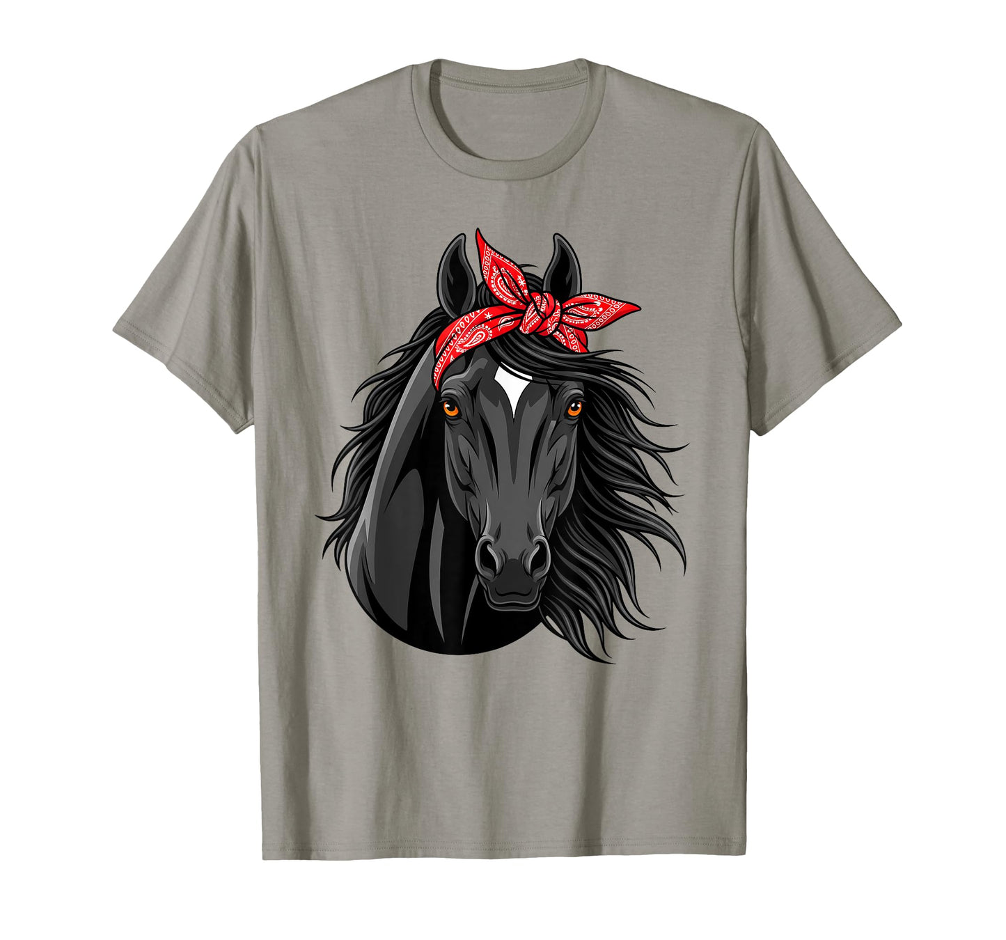 Funny Horse Lovers Tee | Red Bandana Print for Girls & Women T-Shirt