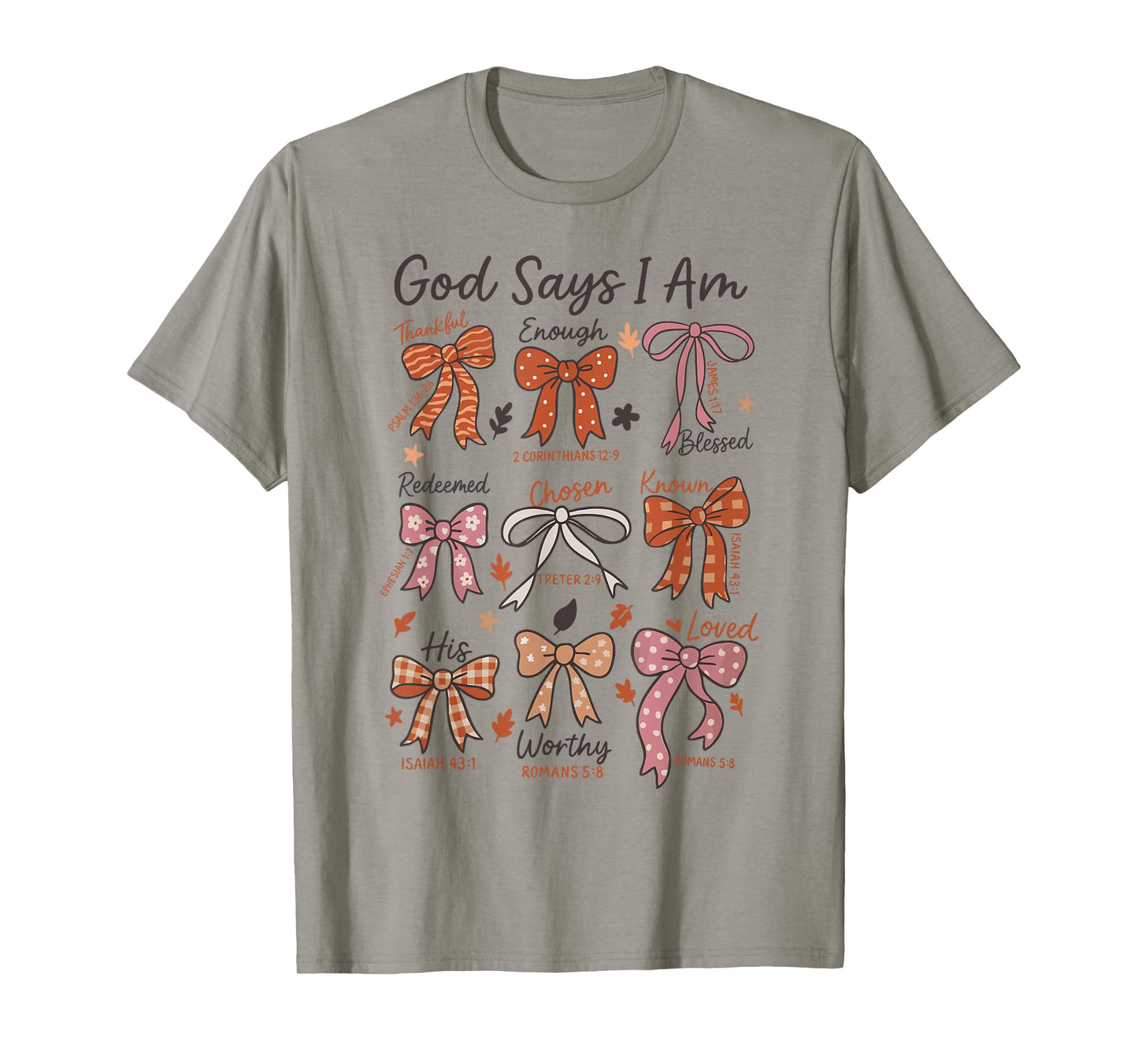 God Says I Am Fall Coquette Bow Thanksgiving Christian Women T-Shirt