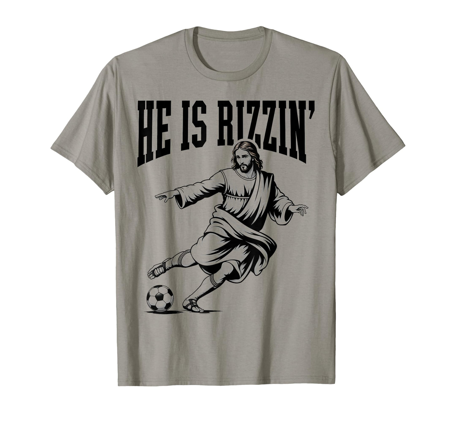 Rizzen Funny Sports Rizz He is Rizzin Jesus Playing Soccer T-Shirt