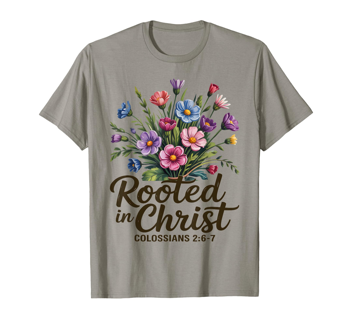 Rooted in Christ Floral Christian Women T-Shirt