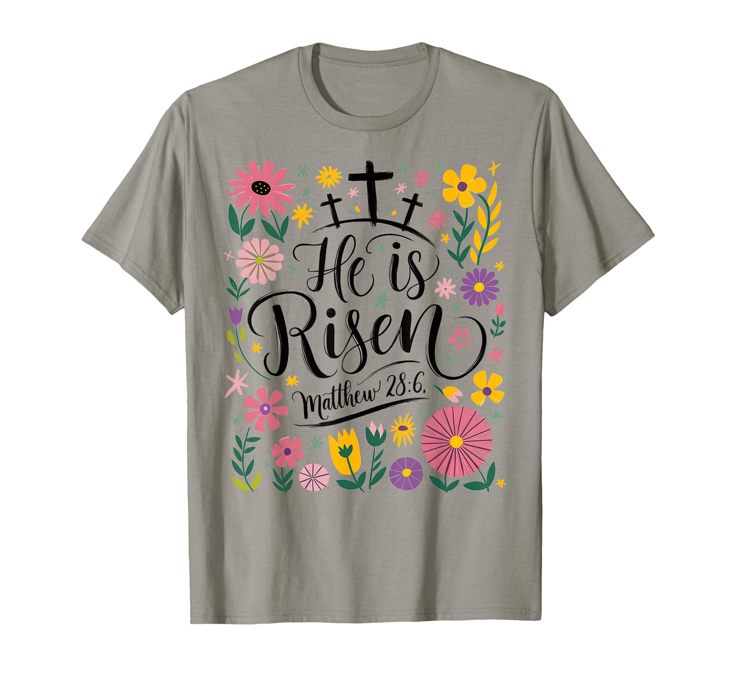 He Is Risen Jesus Christian Easter Flower Floral Women Girl T-Shirt