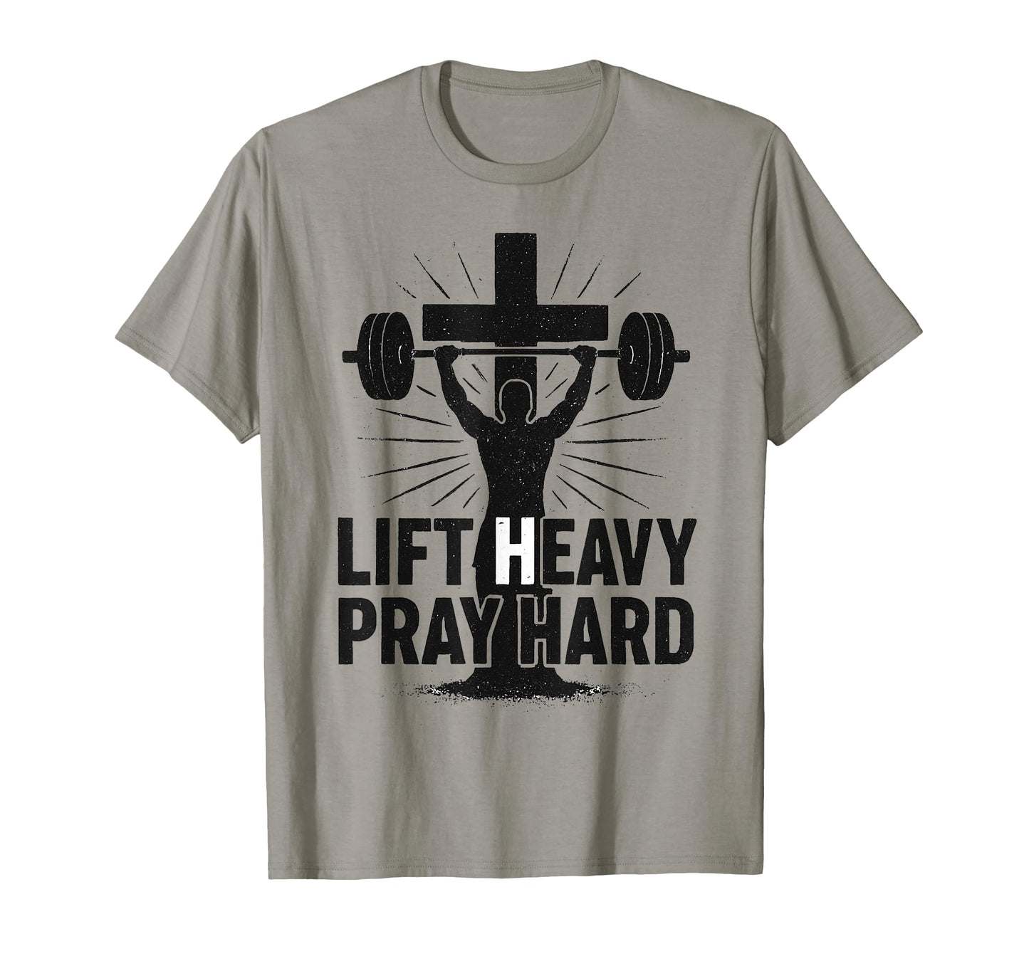 Lift Heavy Pray Hard Gym Workout Religious Christian Faith T-Shirt