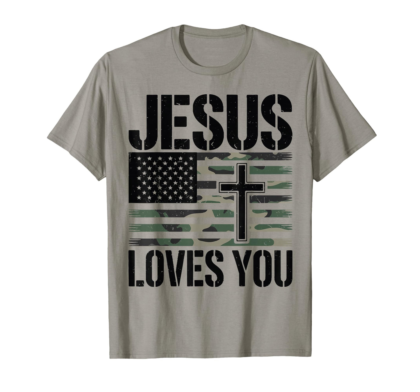 Camo Jesus Loves You Teen Girl Cute Christian Bible Verse T-Shirt