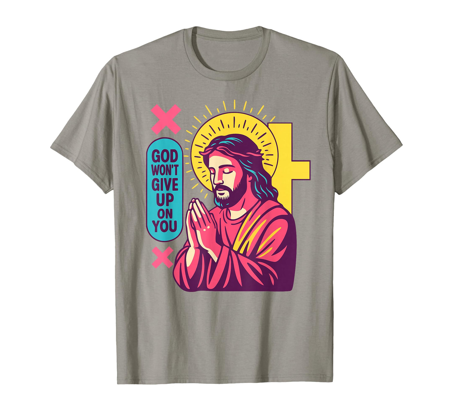 Jesus Anime Christian Manga Retro Faithwave Prayer Pink Art T-Shirt
