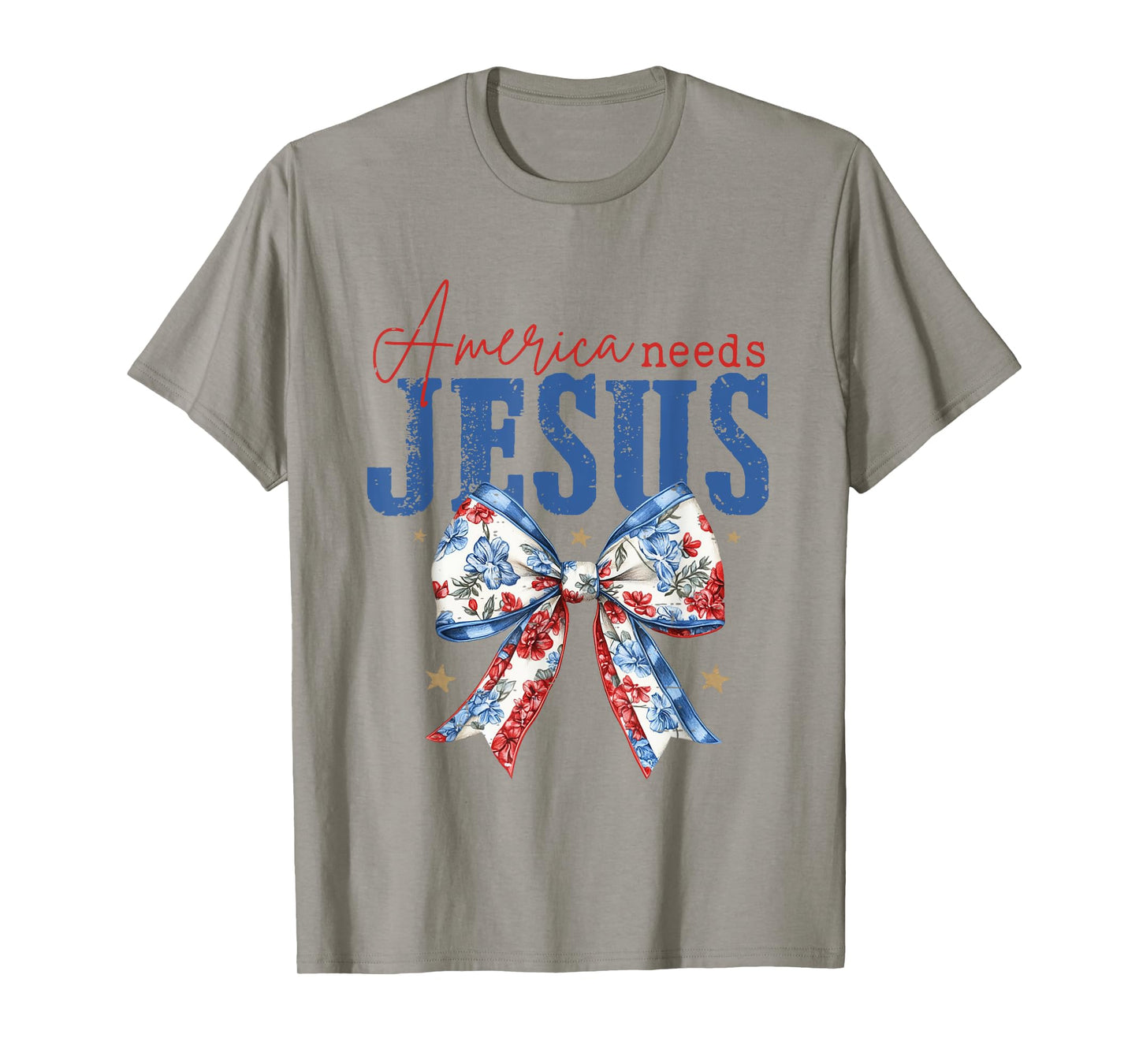 Coquette Bow Funny America Needs Jesus 4th Of July Christian T-Shirt