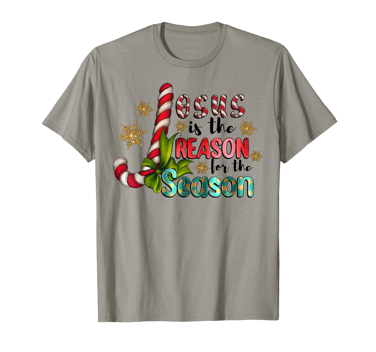 Jesus Is The Reason With Christmas Candy Christian God Lover T-Shirt