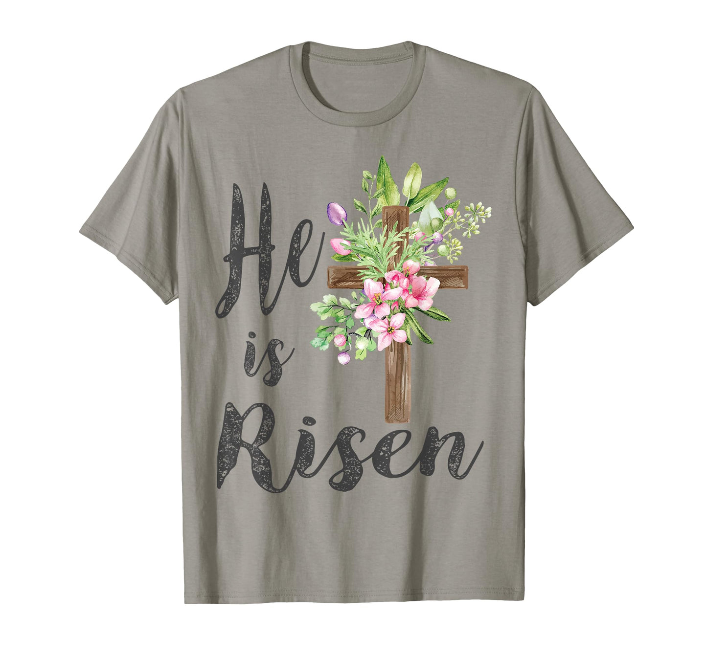 He is Risen Floral Cross Vintage Happy Easter T-Shirt