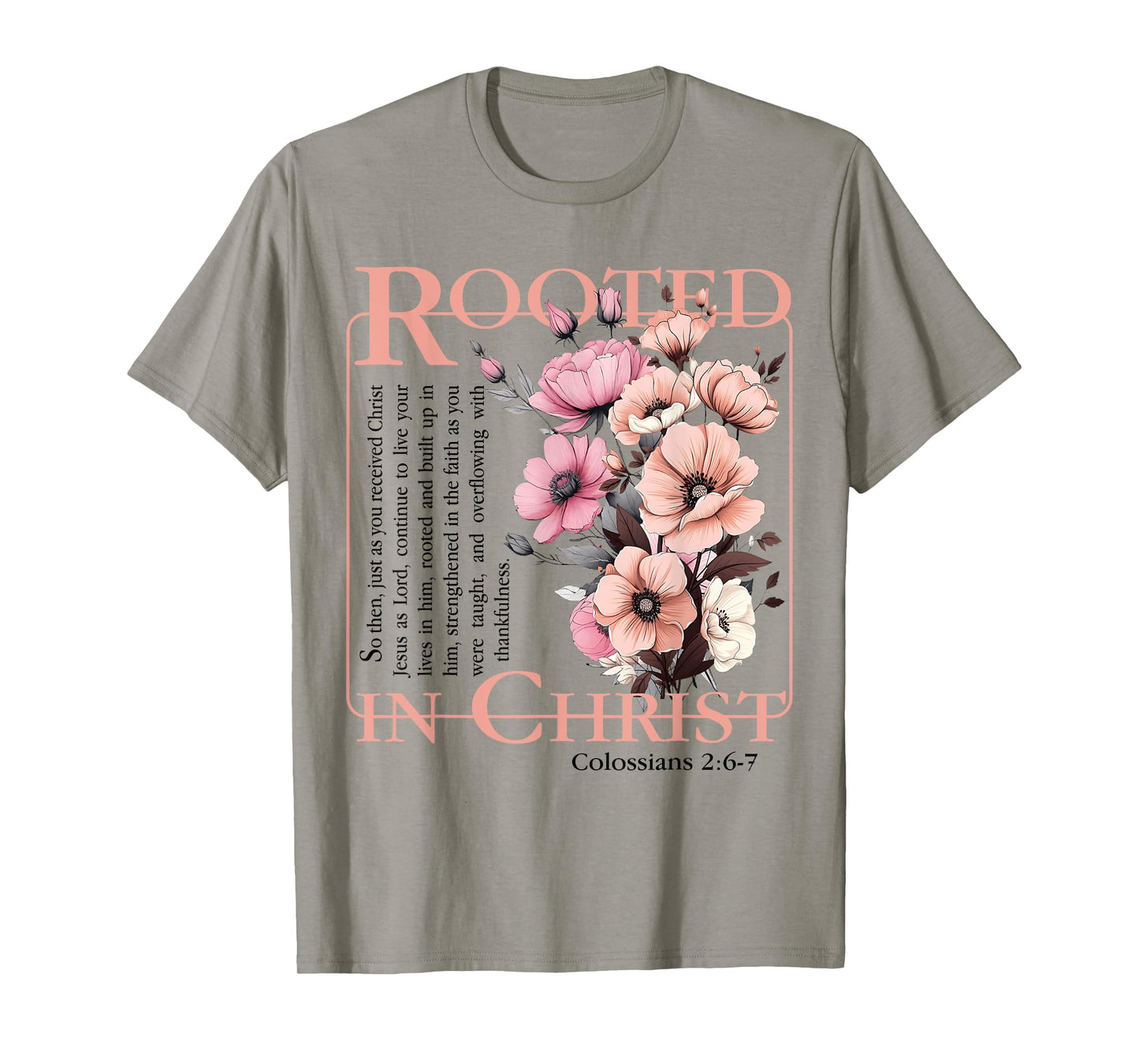 Rooted In Christ Religious Bible Verse Christian Jesus Faith T-Shirt