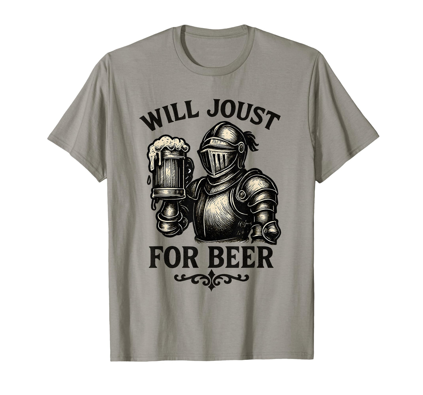 Will Joust for Beer Funny Medieval Knight Drinking Design T-Shirt
