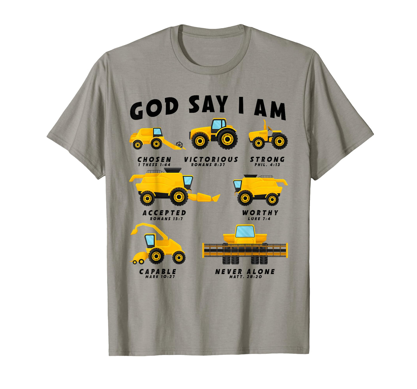 God Says I Am Tractor Farm Truck Toddler Kids Bible Verse T-Shirt