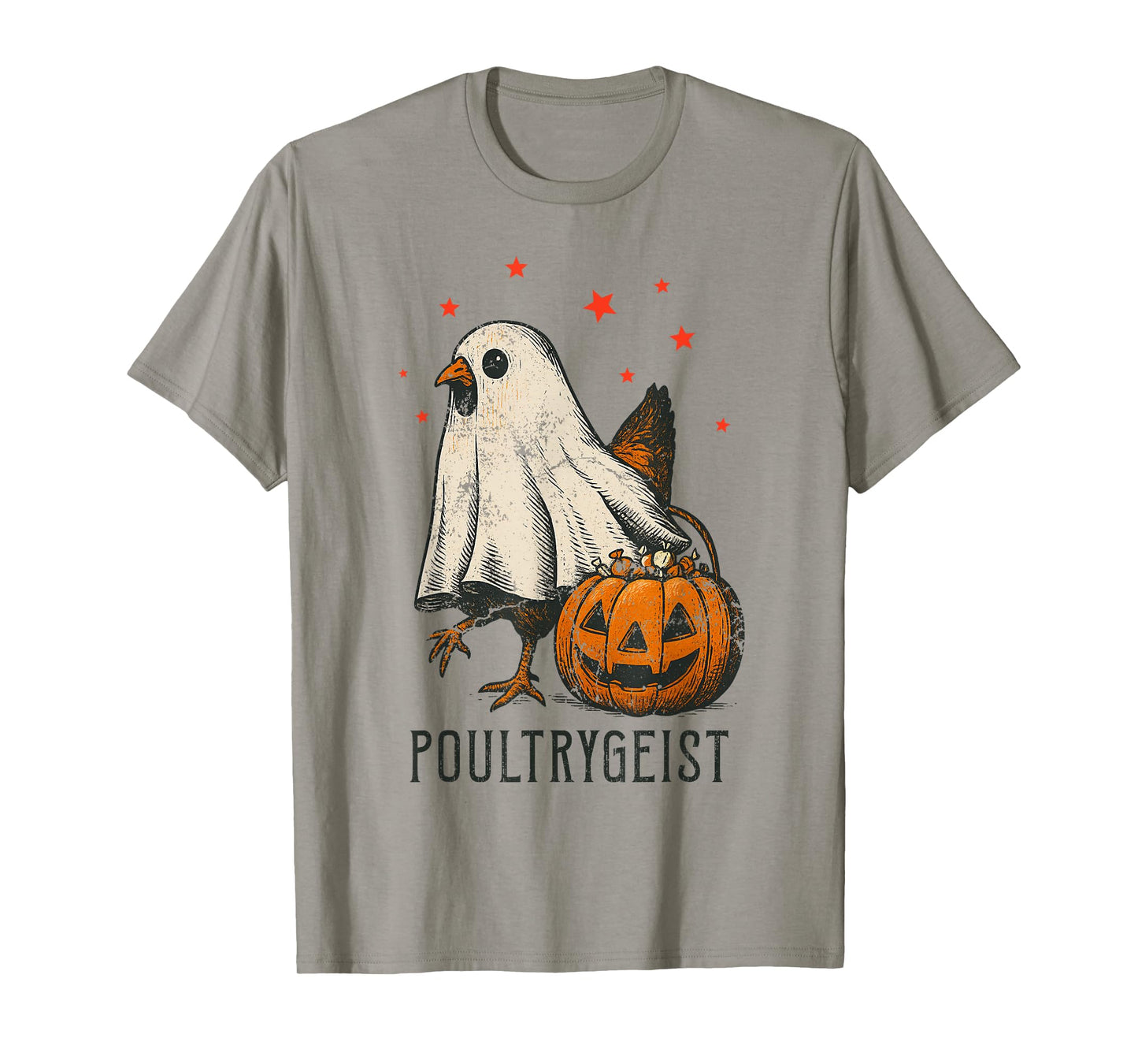 Poultrygeist Funny Halloween Chicken Ghost Costume Pumpkin T-Shirt