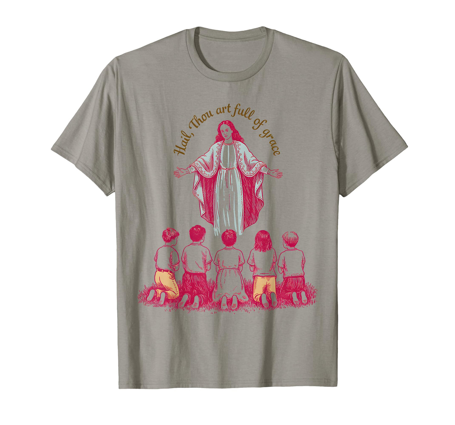 Hail Mary Full of Grace Catholic Prayer Religious Design T-Shirt