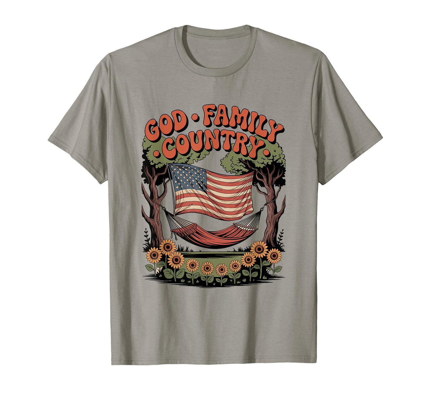 God Family Country Freedom - Patriotic Christian US Flag T-Shirt
