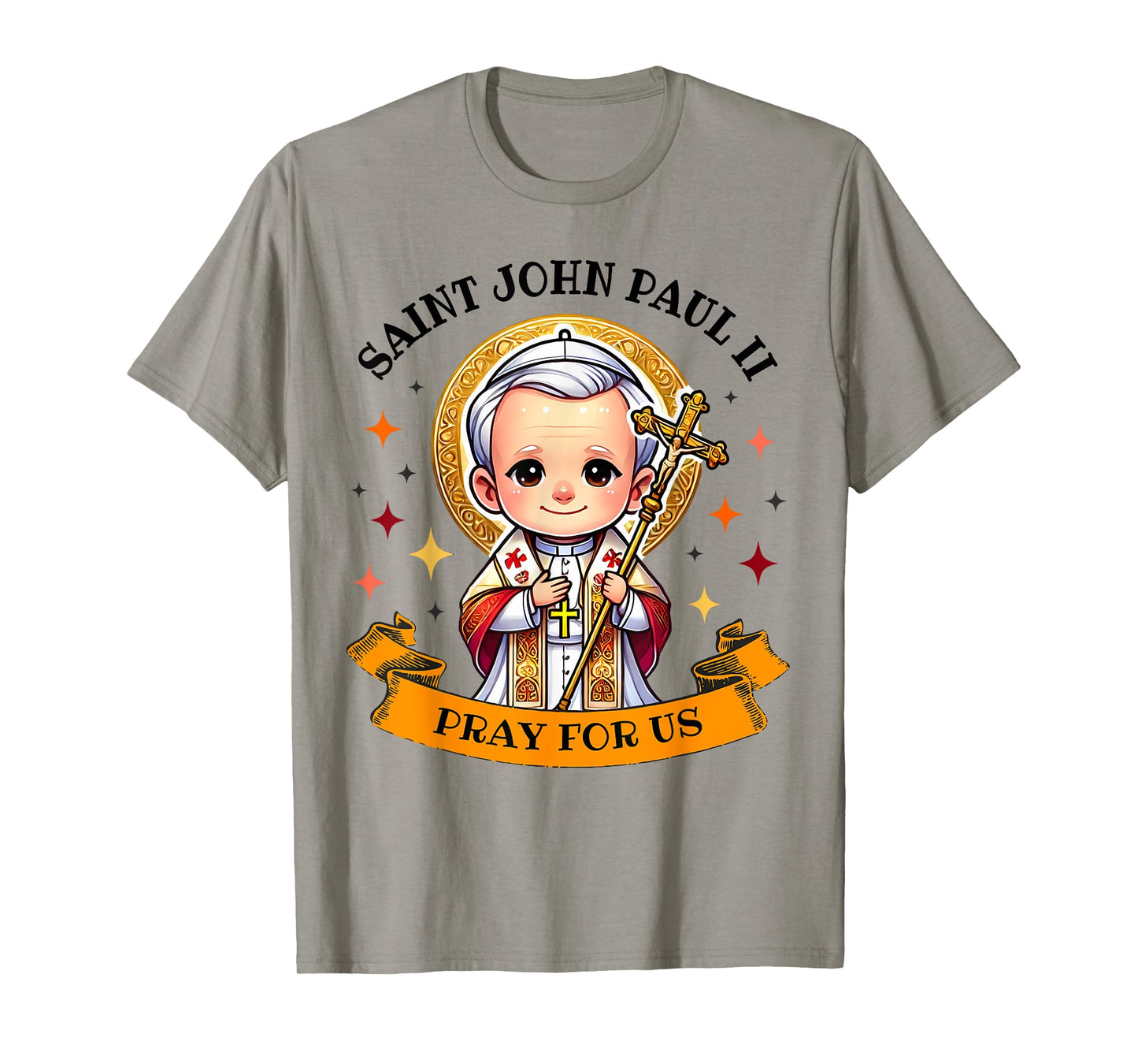 Saint John Paul II Pray for Us Catholic Cross for Kids T-Shirt