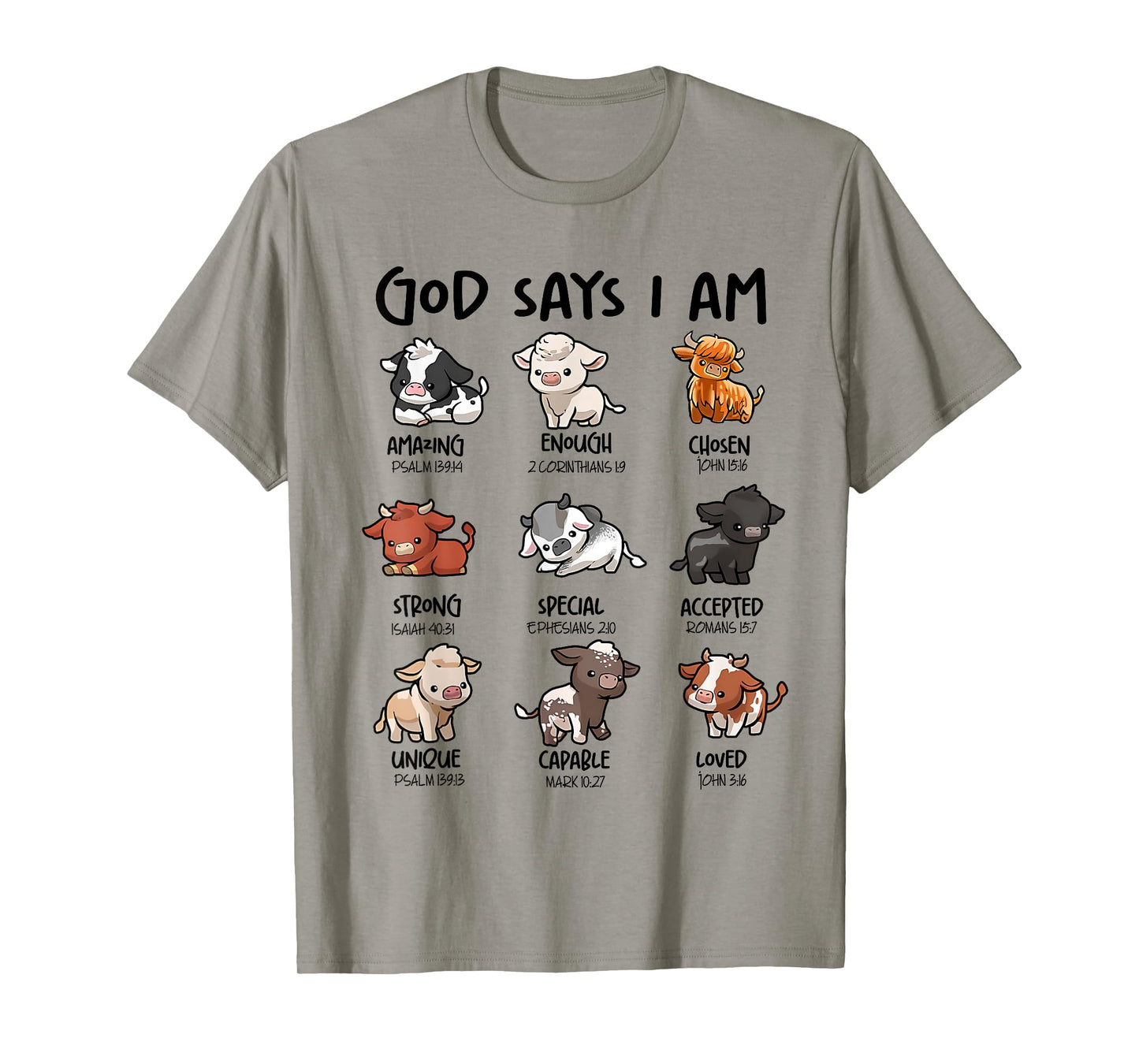 God Says I Am Highland Cow Christian Religious Scottish Cows T-Shirt