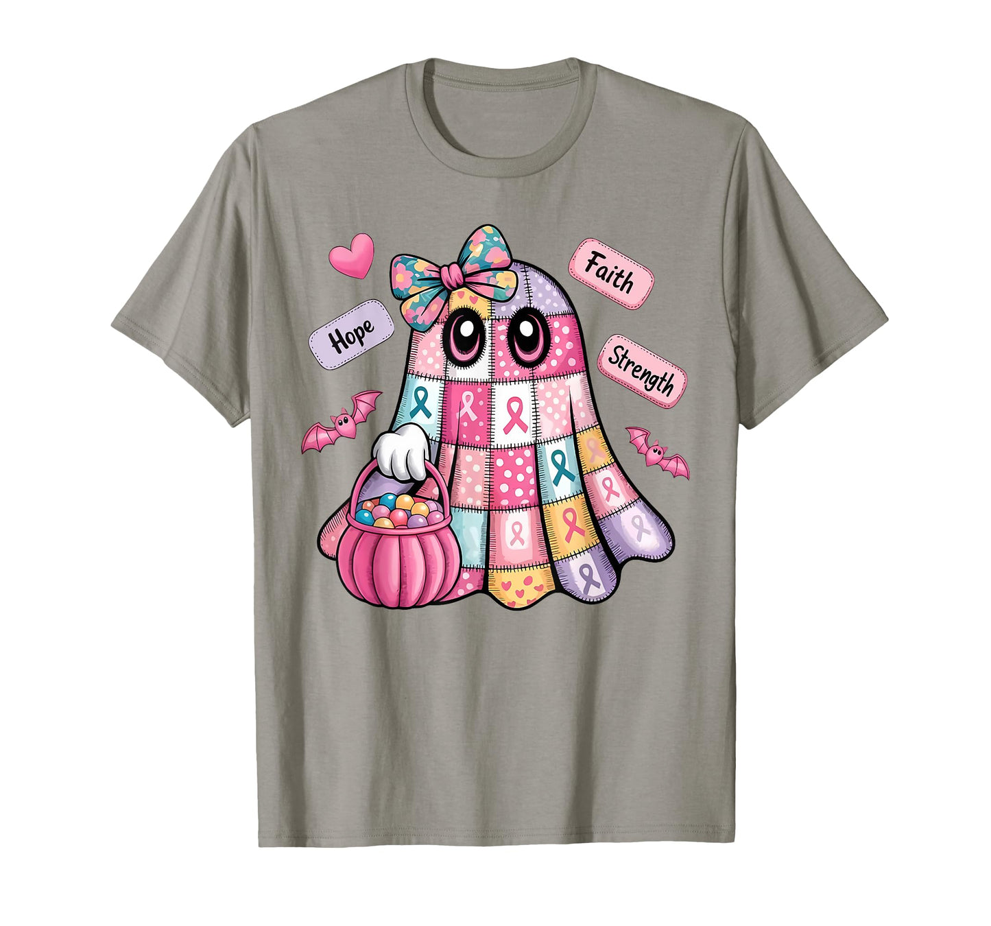 Breast Cancer Hope Strength Faith Survivor Ghost Wear Pink T-Shirt