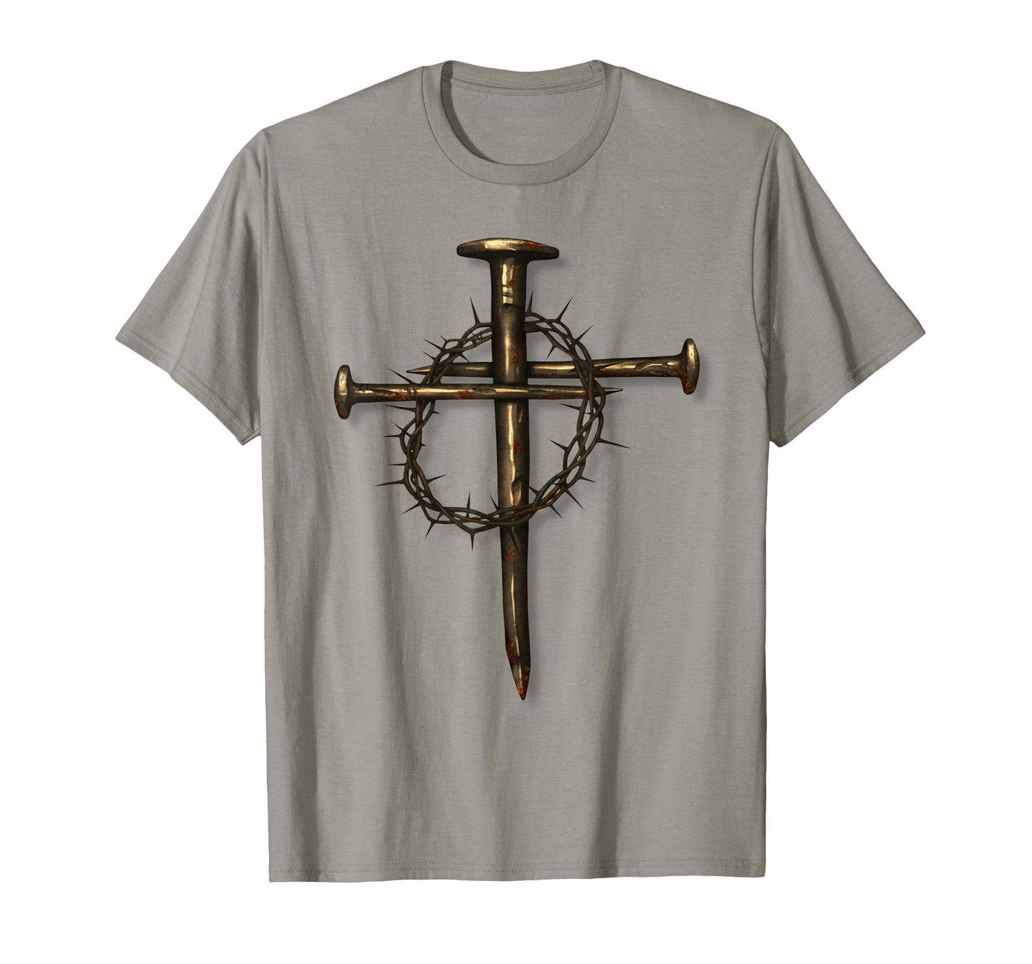 Christian Nail Cross Crown of Thorns Crucifix Faith Based T-Shirt