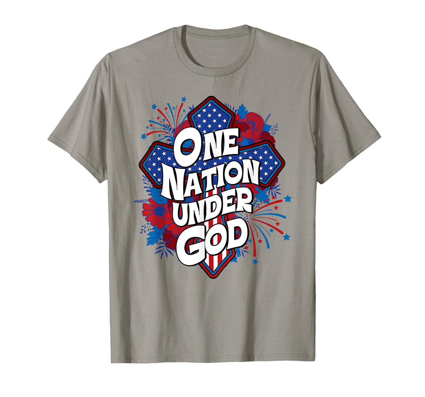 One Nation Under God USA Cross Flag Christian Men Women Kid T-Shirt