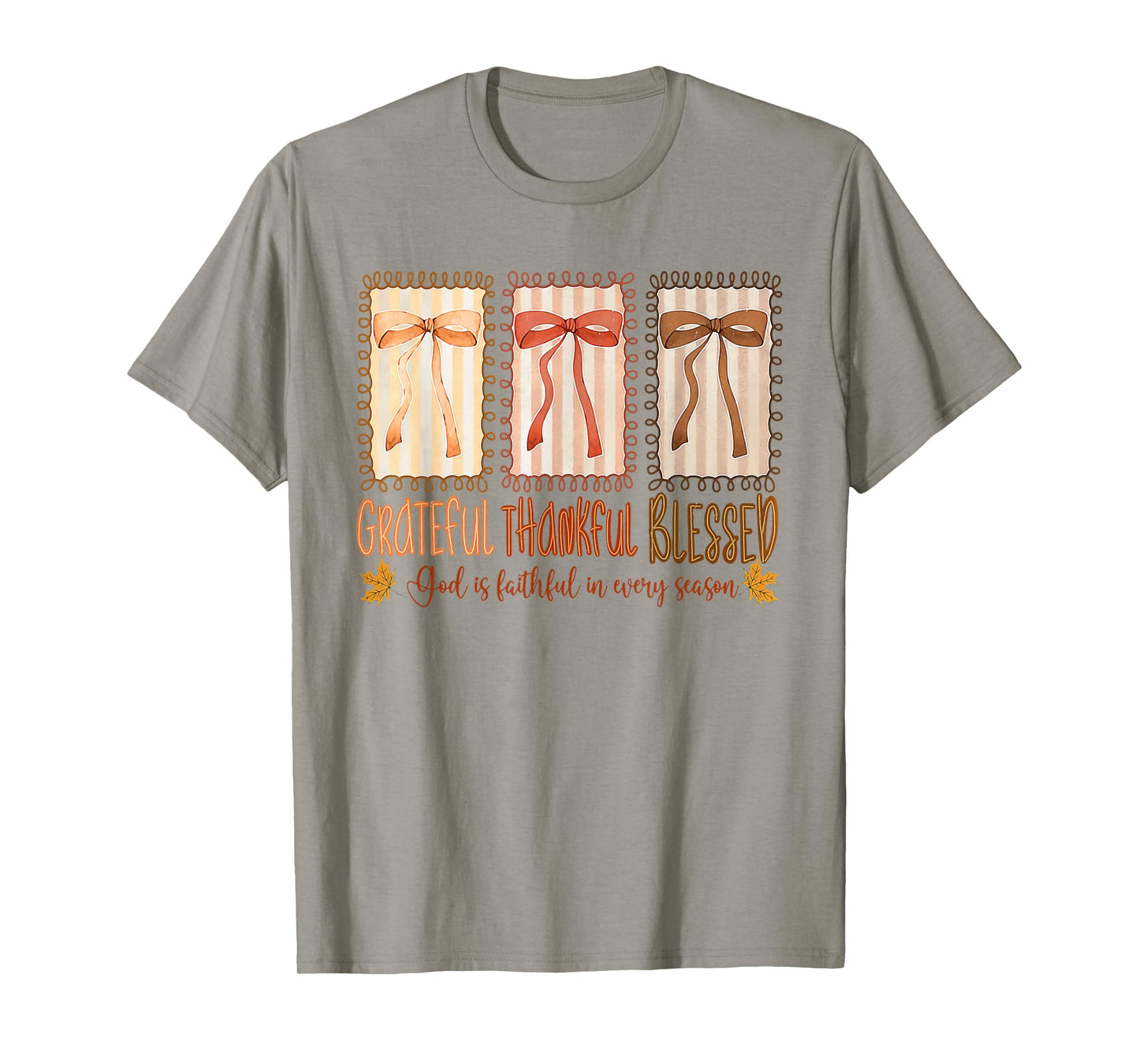 Grateful Thankful Blessed God's Faithful Christian Faith Bow T-Shirt