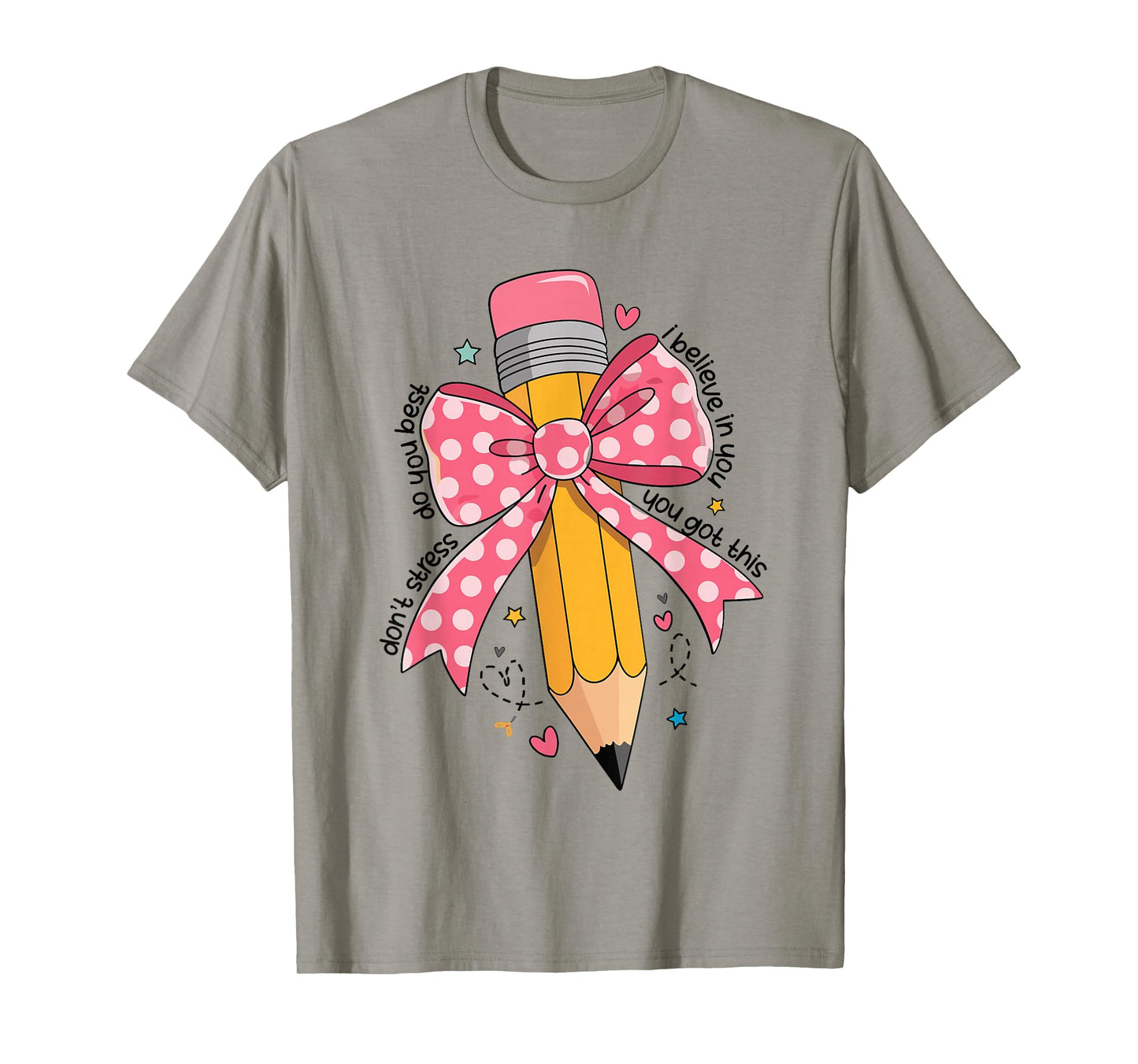 Pencil Coquette Bow Test Day Teacher Motivational Testing T-Shirt