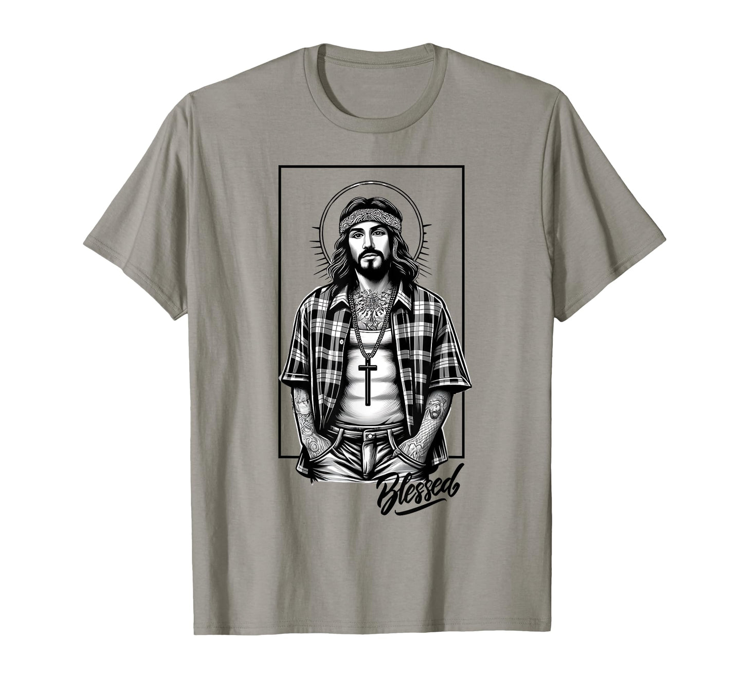 Chicano Latino Cholo Mexican Street Jesus Blessed Religious T-Shirt