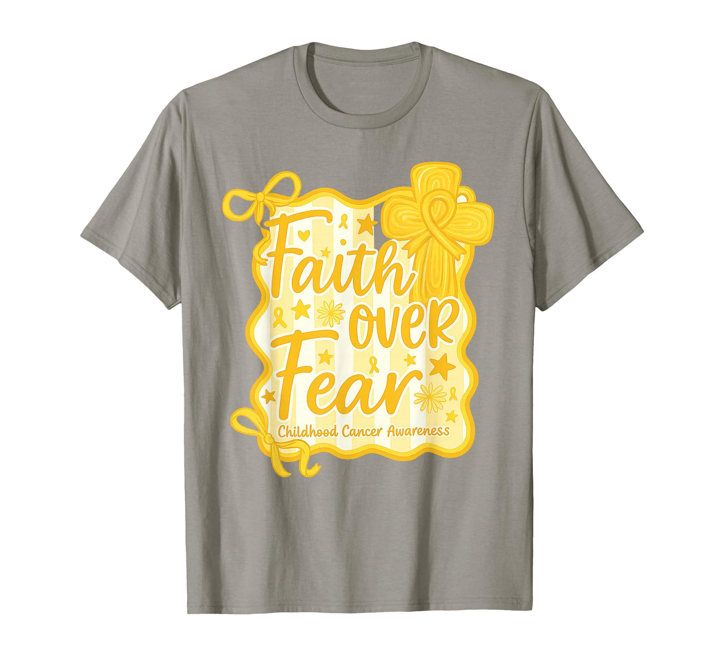 Faith Over Fear Gold Ribbon Childhood Cancer Awareness T-Shirt