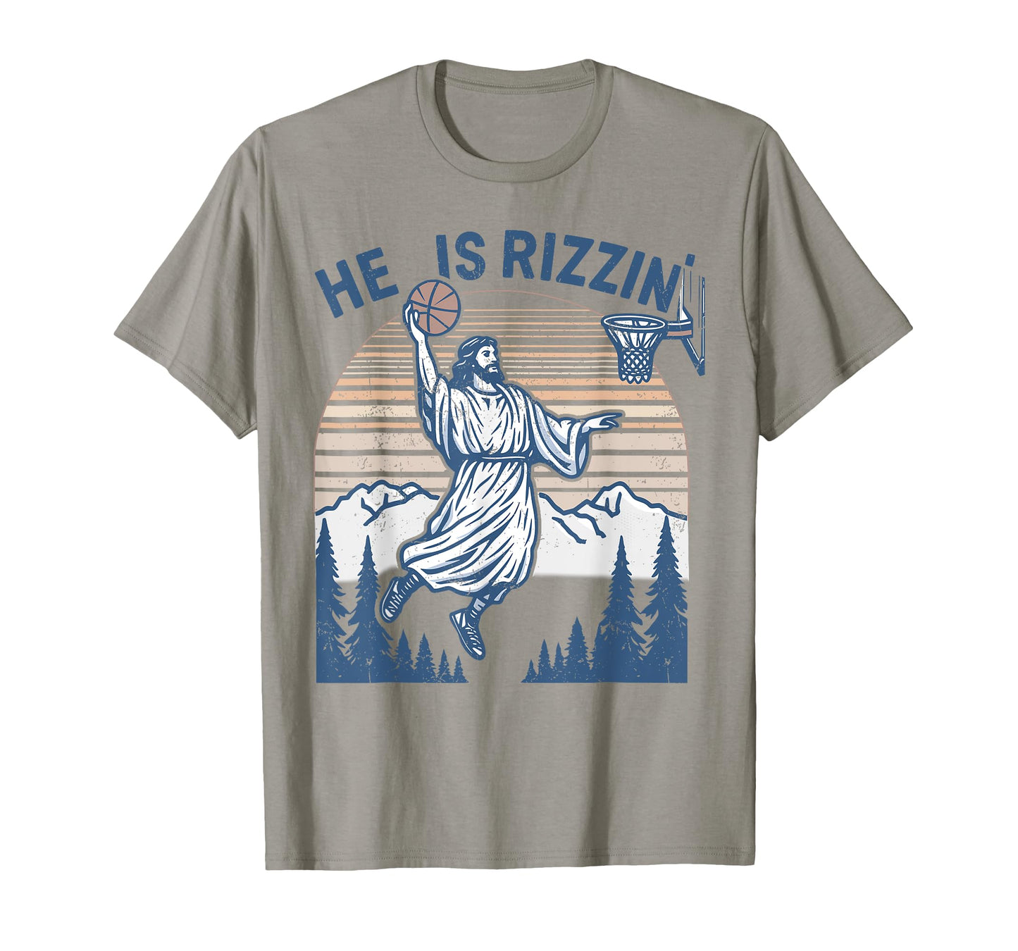 He is Risen Funny Easter Jesus Playing Basketball Mens Women T-Shirt