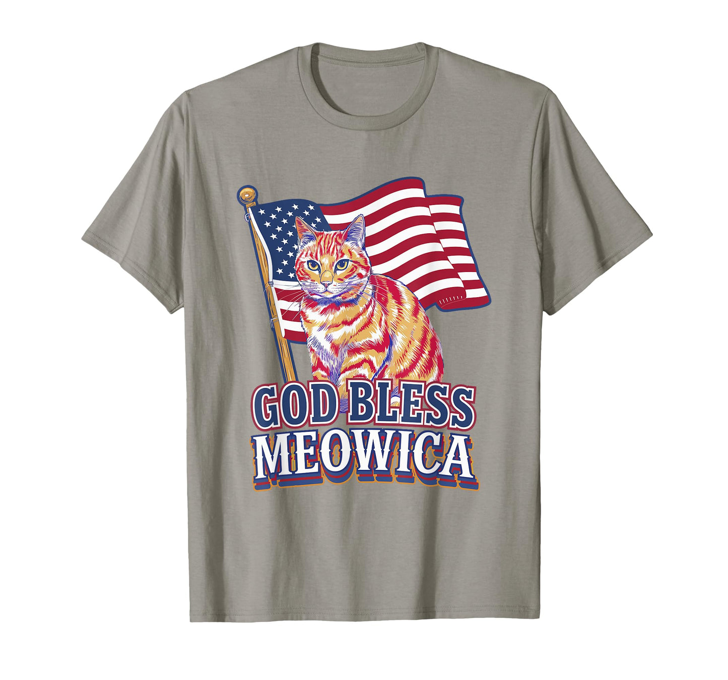 God Bless Meowica Funny Patriotic Cat Design T-Shirt