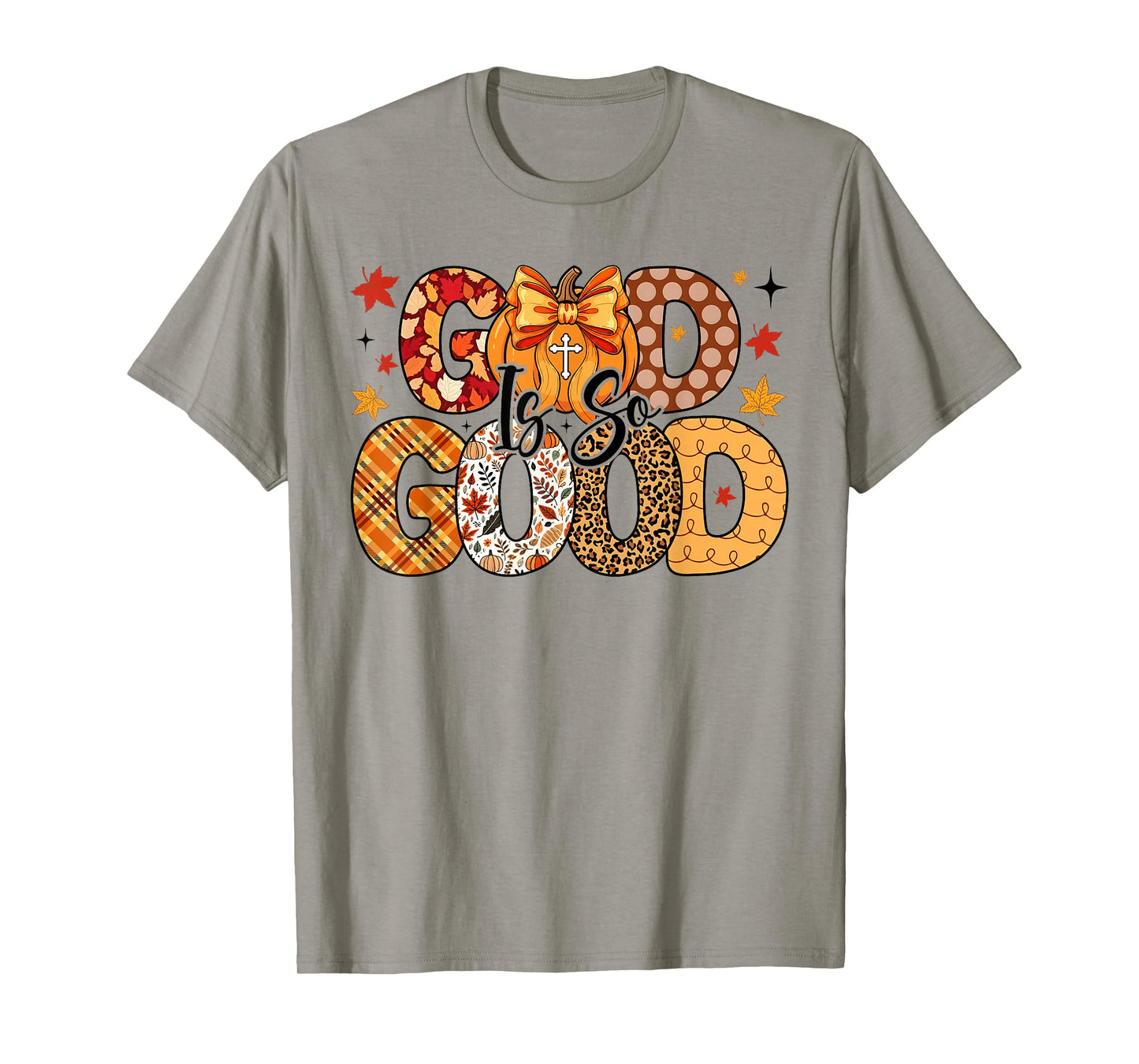 Coquette Bow Autumn God is So Good Pumpkin Fall Christian T-Shirt