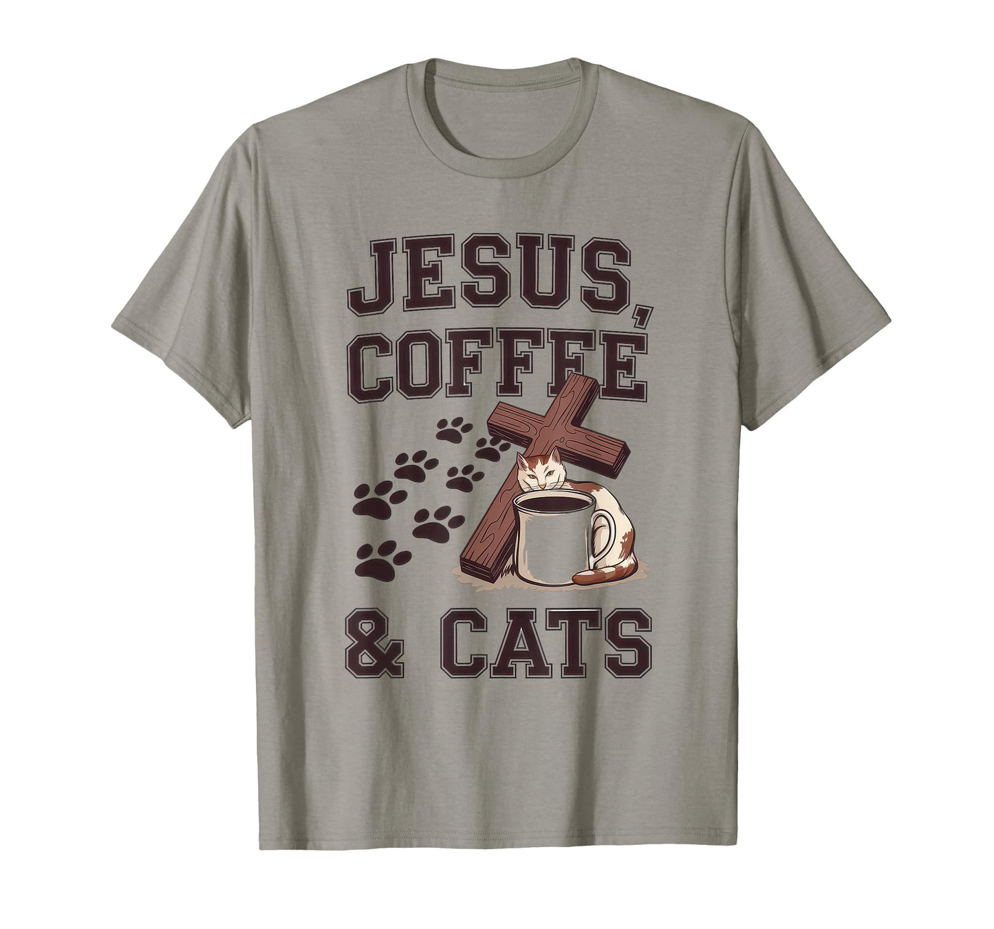 Jesus Coffee Cats Funny Cute Design Jesus Lovers Christian T-Shirt