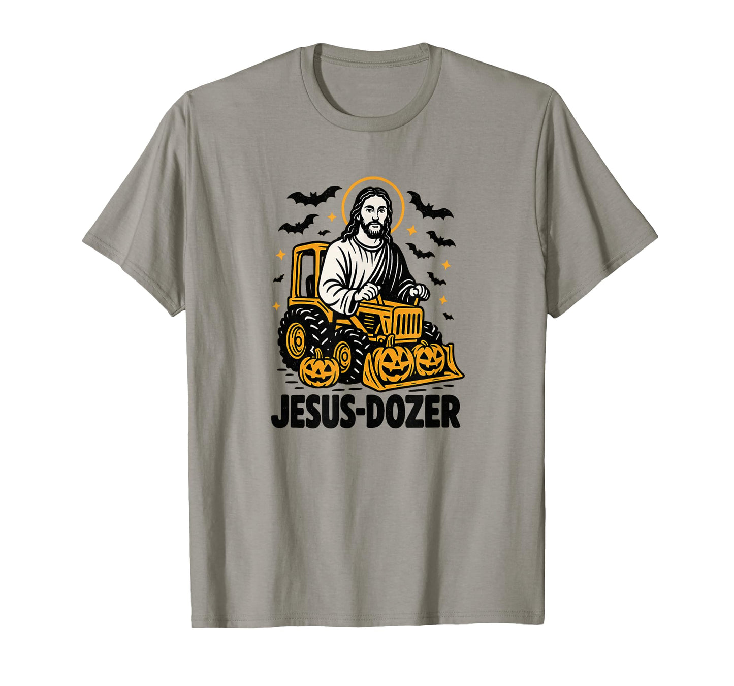 Jesus Dozer Halloween with Pumpkins Funny Christ God T-Shirt