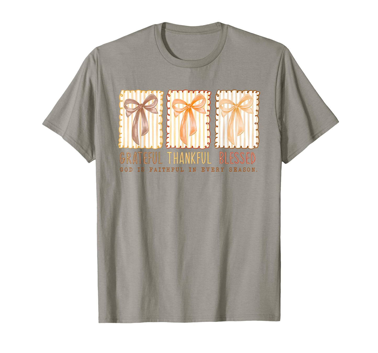 Grateful Thankful Blessed God's Faithful Christian Faith Bow T-Shirt