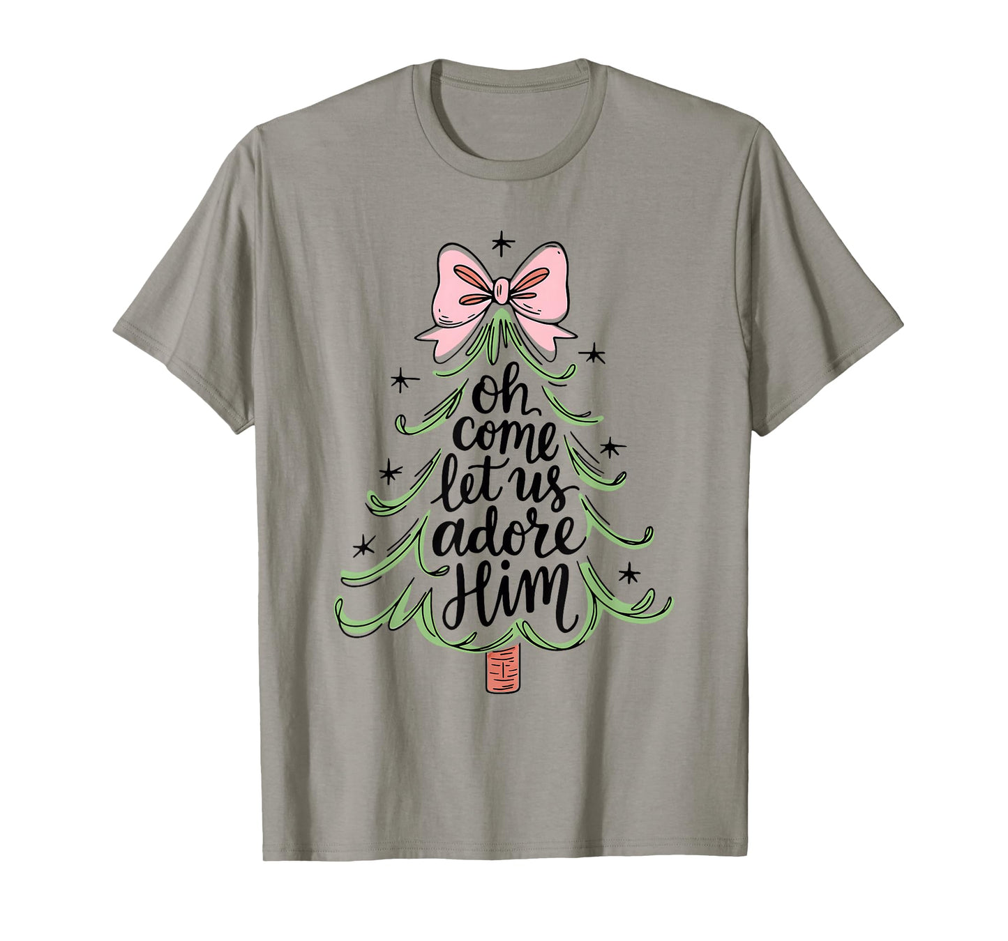 Oh Come Let Us Adore Him Christmas Christian Faith T-Shirt