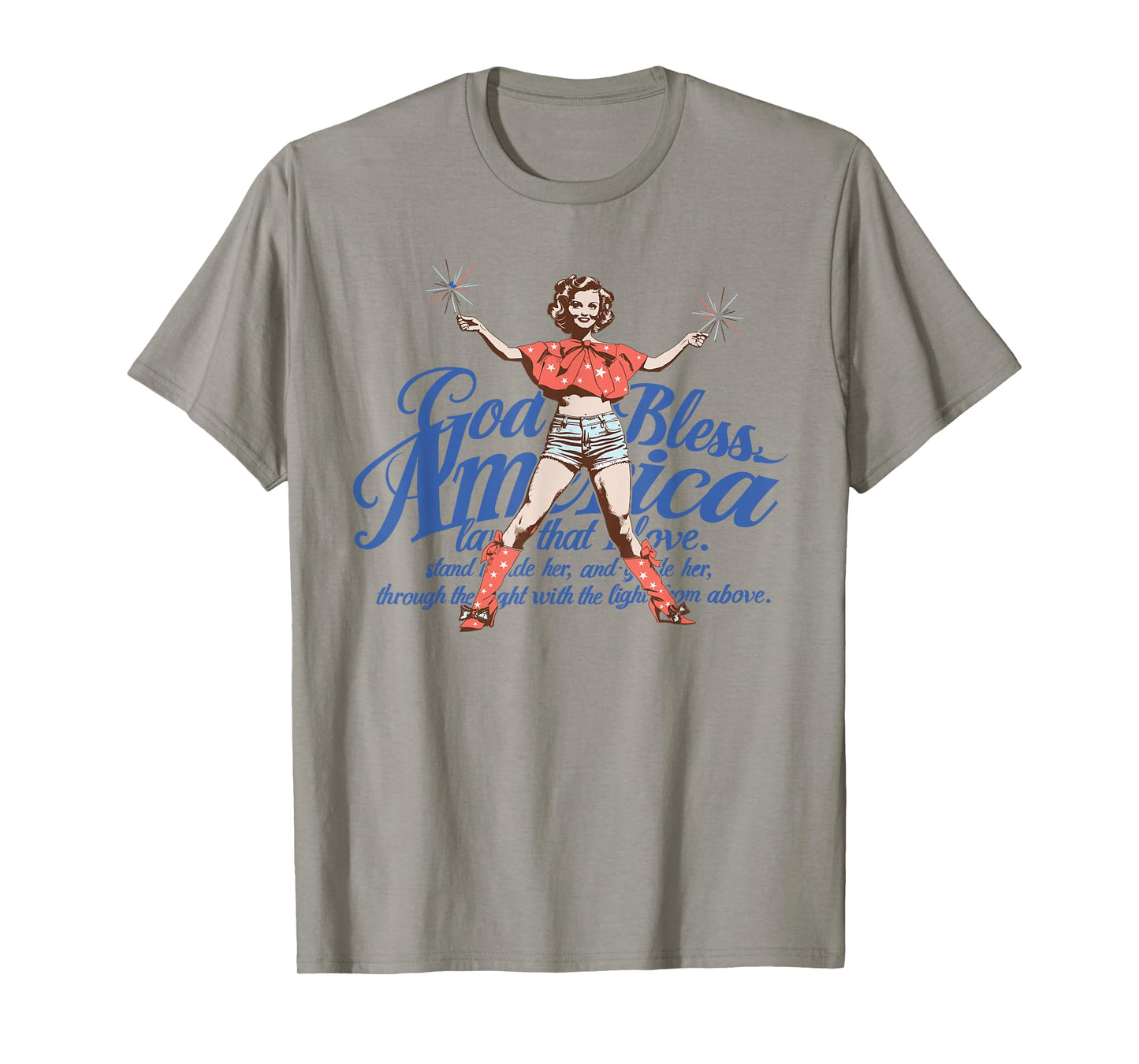 God Bless America Vintage 4th of July Pinup Coquette Bow T-Shirt